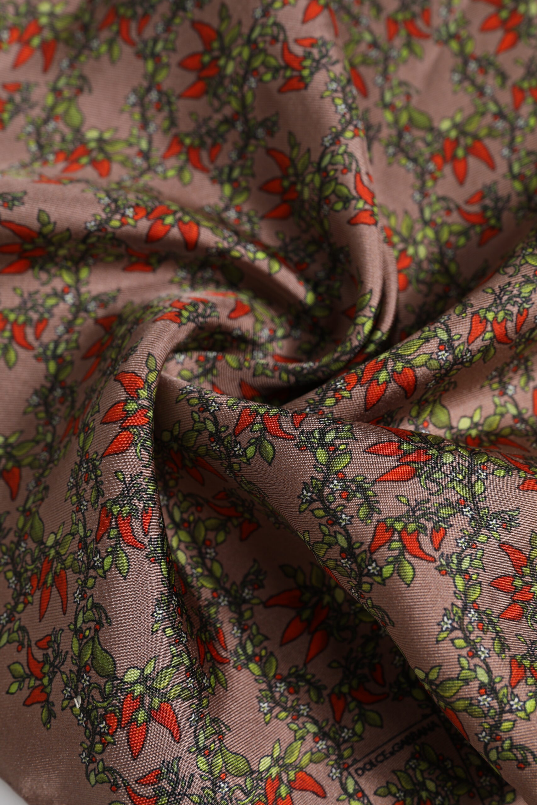 Dolce & Gabbana Brown Chilis Silk Square Men Foulard Scarf - Image 5