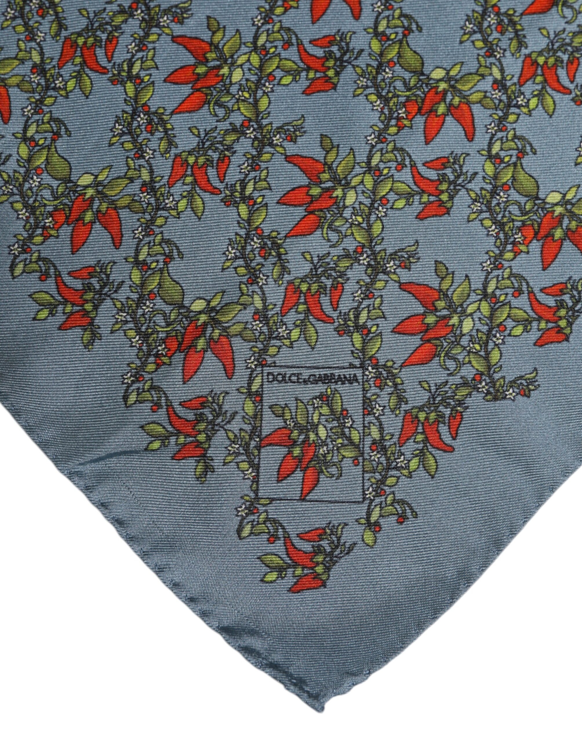 Dolce & Gabbana Gray Chilis Silk Square Men Foulard Scarf - Image 3