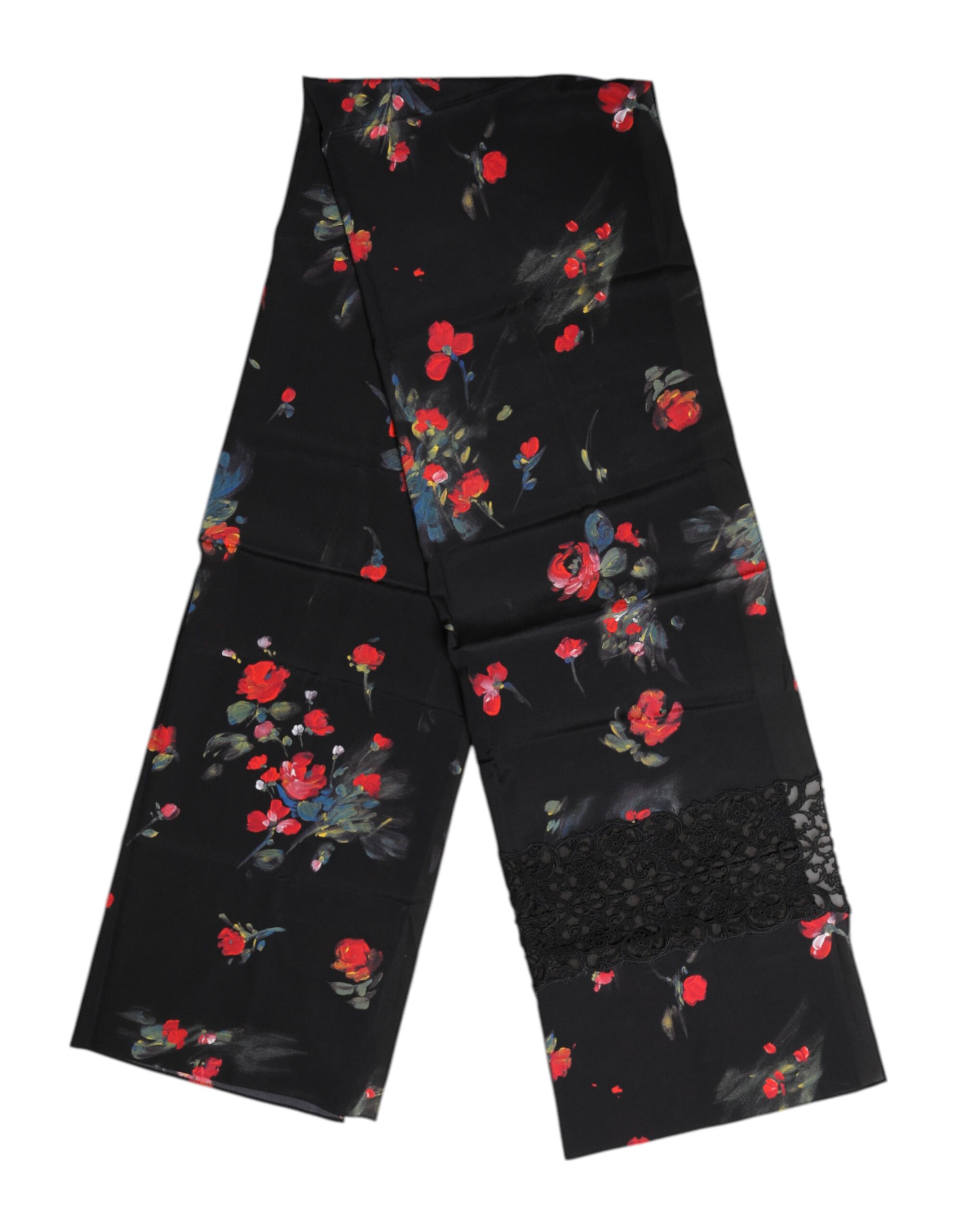 Dolce & Gabbana Black Floral Print Neck Warmer Wrap Scarf - Image 3