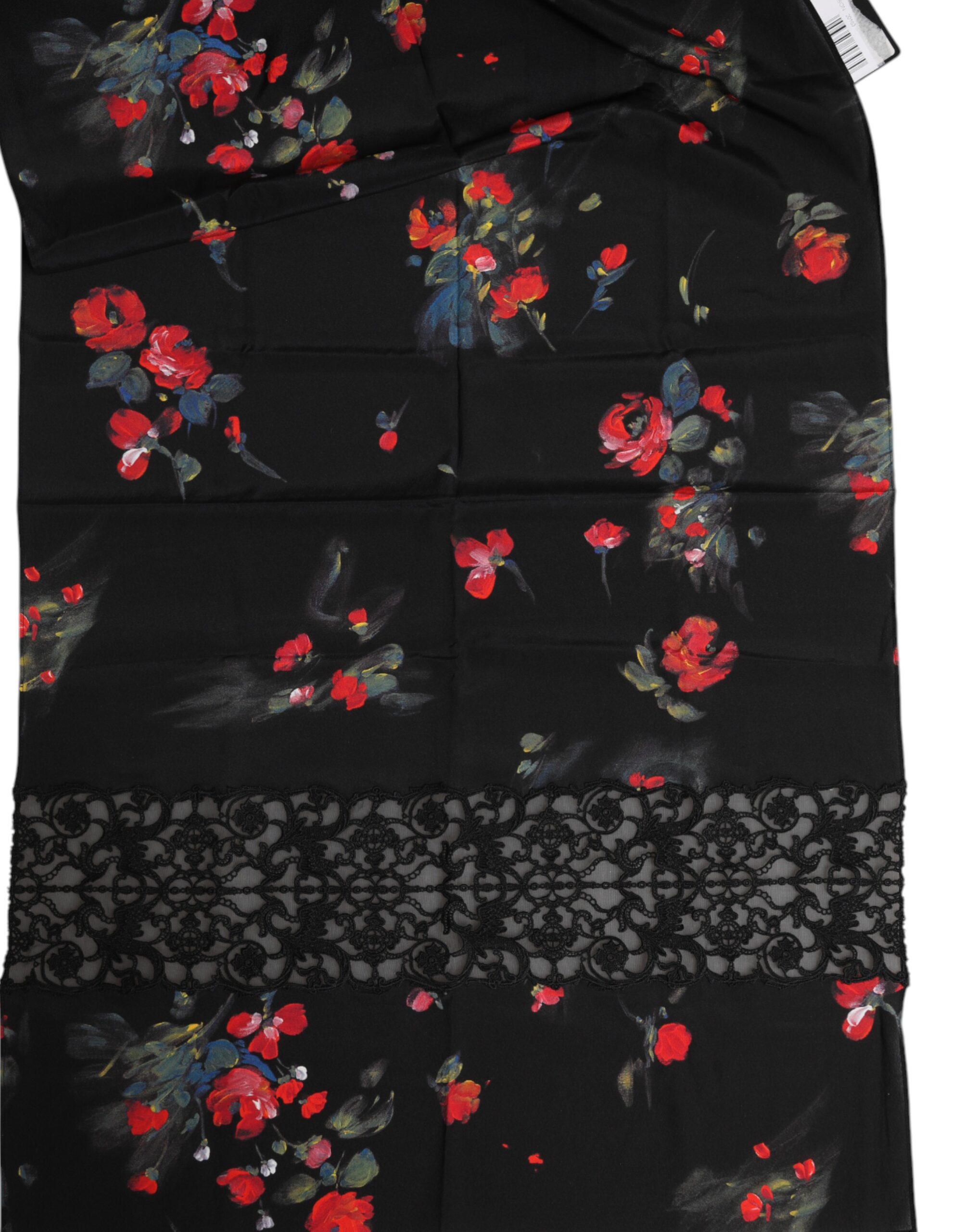 Dolce & Gabbana Black Floral Print Neck Warmer Wrap Scarf - Image 4