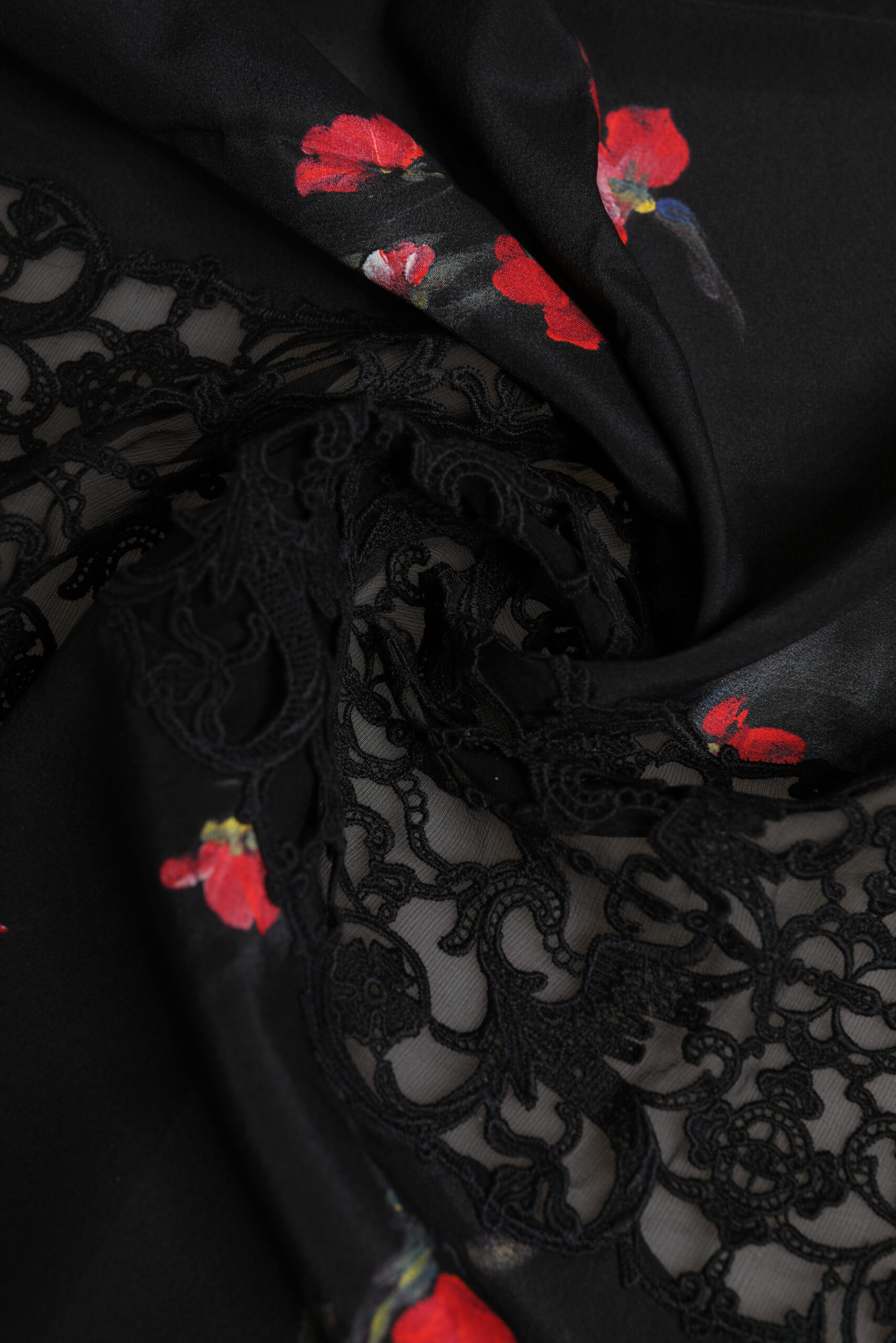 Dolce & Gabbana Black Floral Print Neck Warmer Wrap Scarf - Image 5