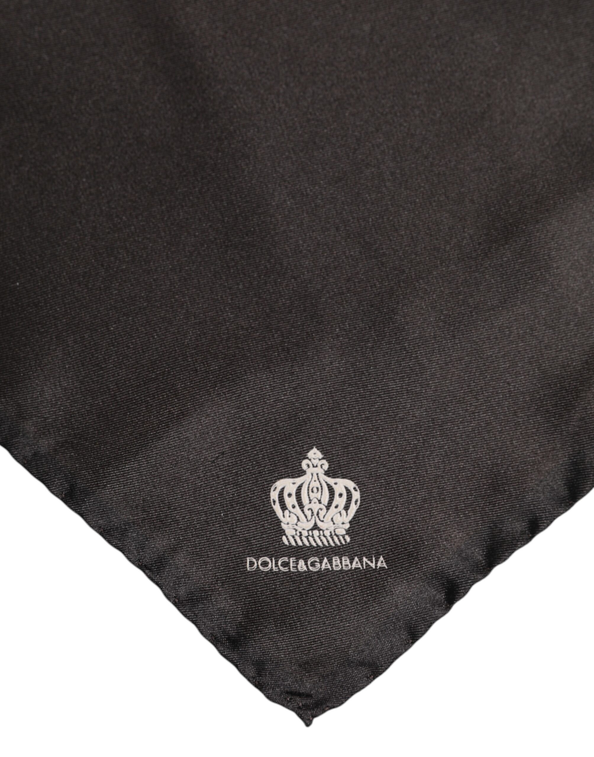Dolce & Gabbana Brown DG Crown Silk Square Men Foulard Scarf - Image 4