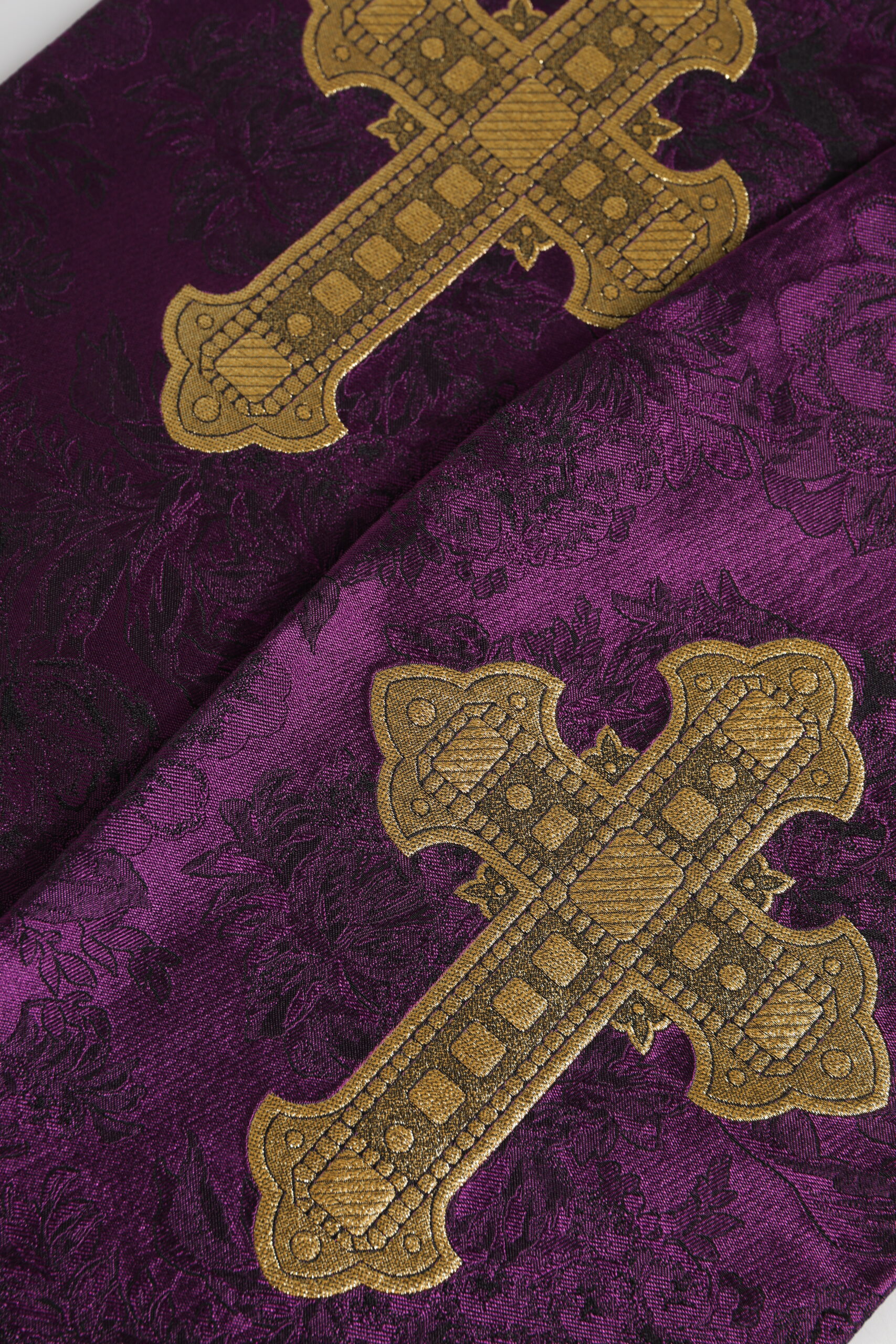 Dolce & Gabbana Purple Silk Fringes Cross Men Foulard Scarf - Image 5