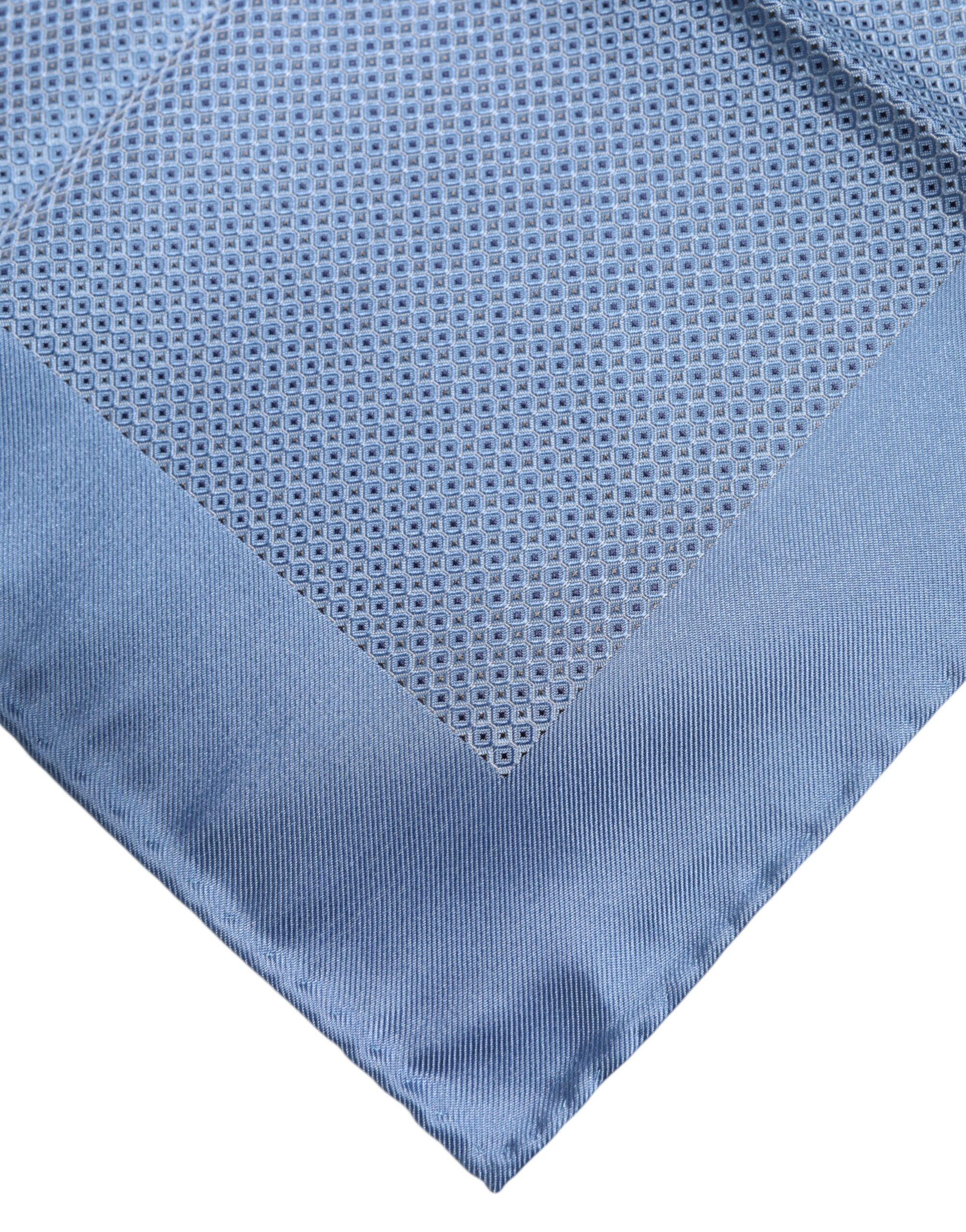 Dolce & Gabbana Light Blue Silk Square Men Foulard Scarf - Image 4