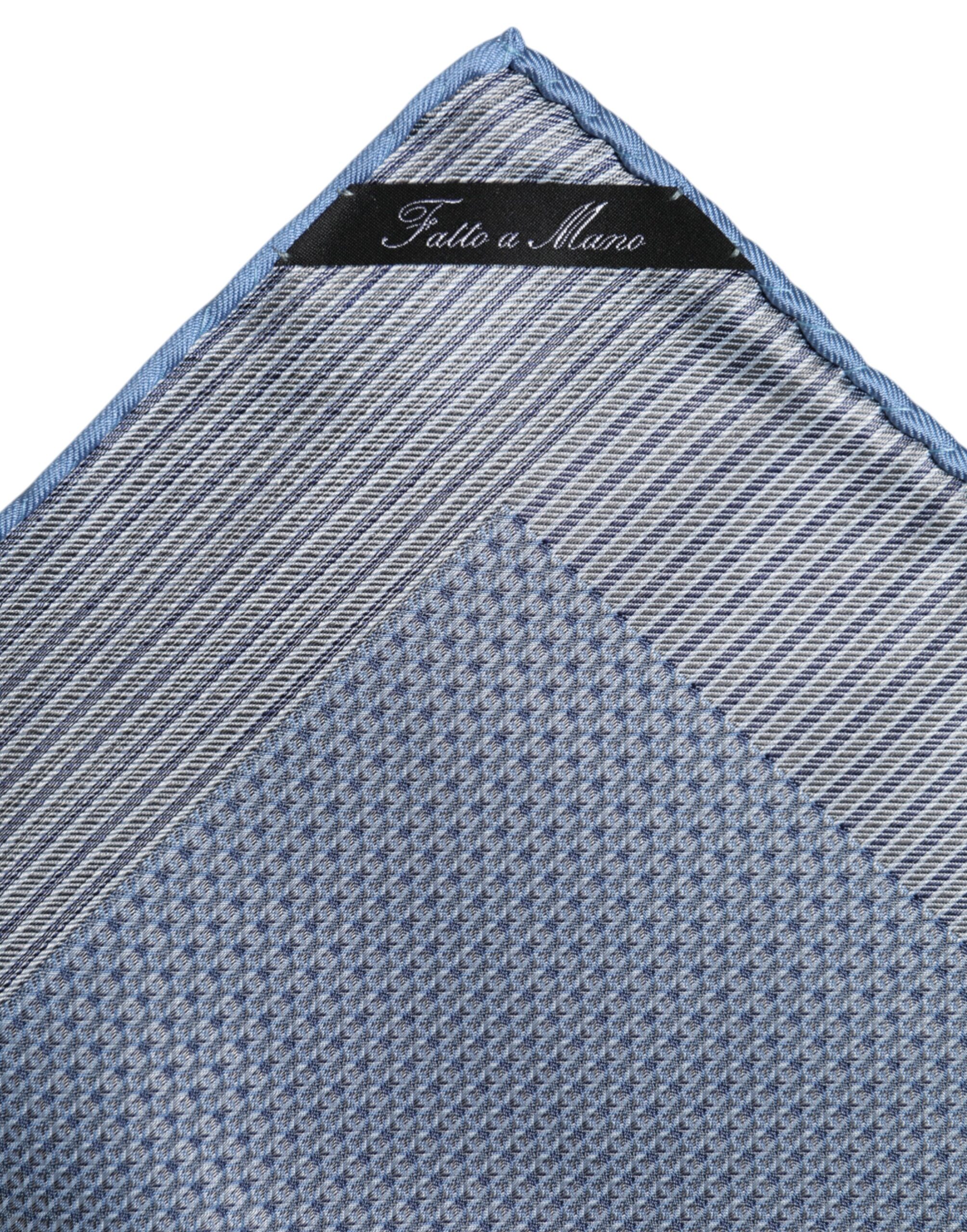Dolce & Gabbana Light Blue Silk Square Men Foulard Scarf - Image 5