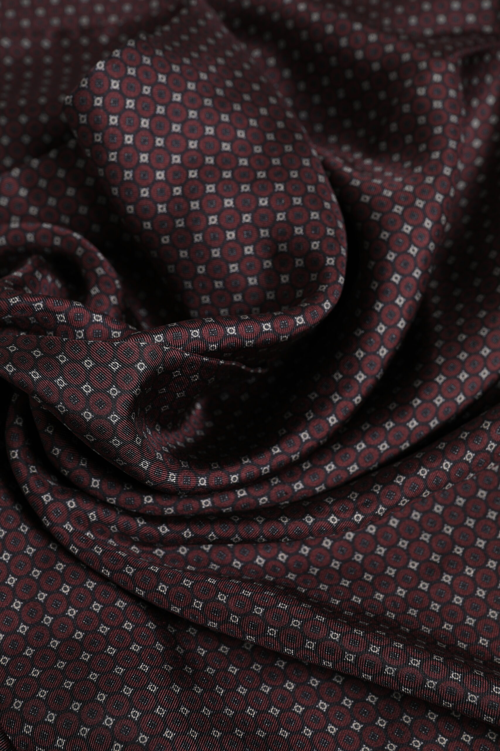 Dolce & Gabbana Maroon Dotted Silk Fringes Foulard Scarf - Image 5