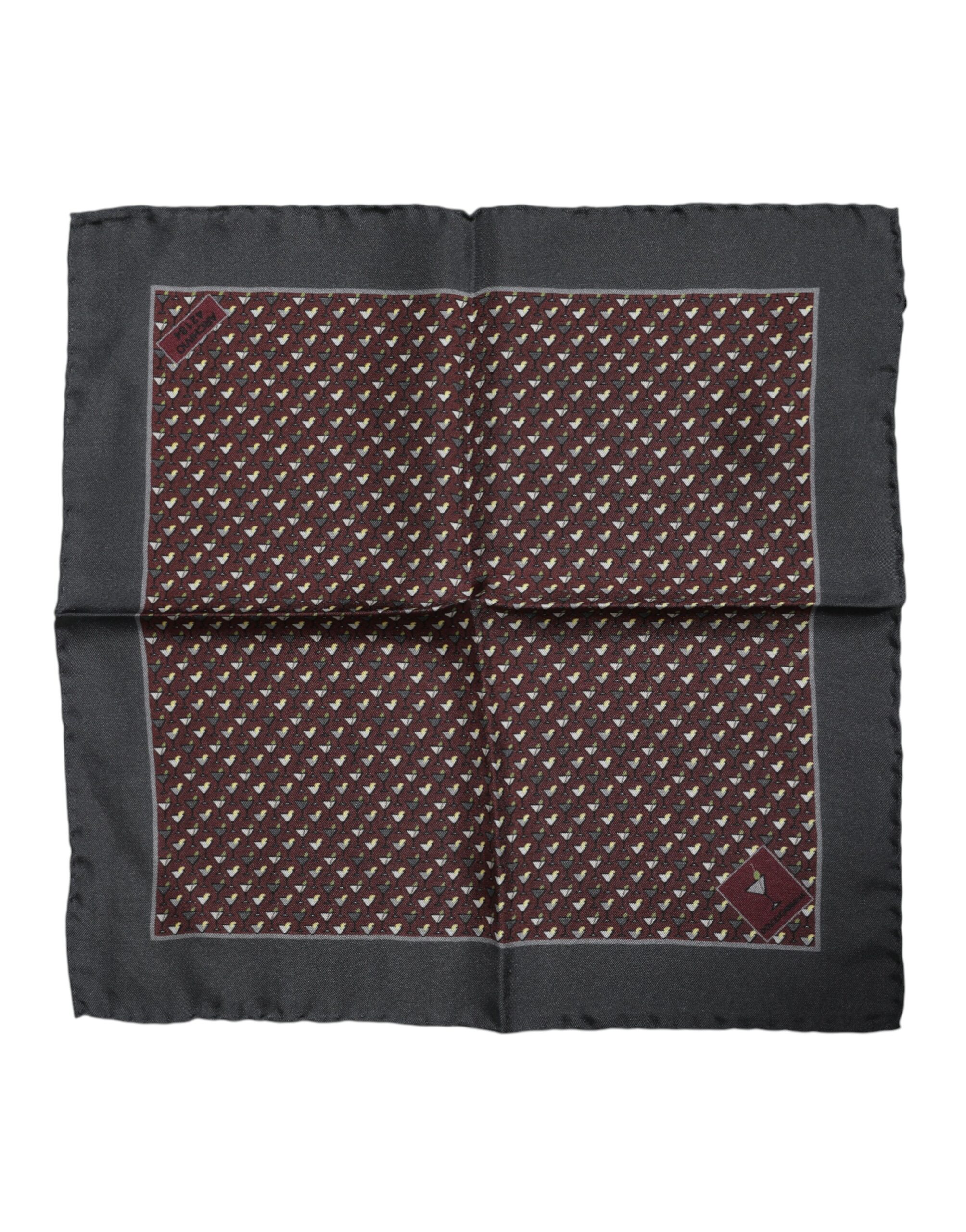 Dolce & Gabbana Maroon Cocktail Silk Square Foulard Scarf - Image 2