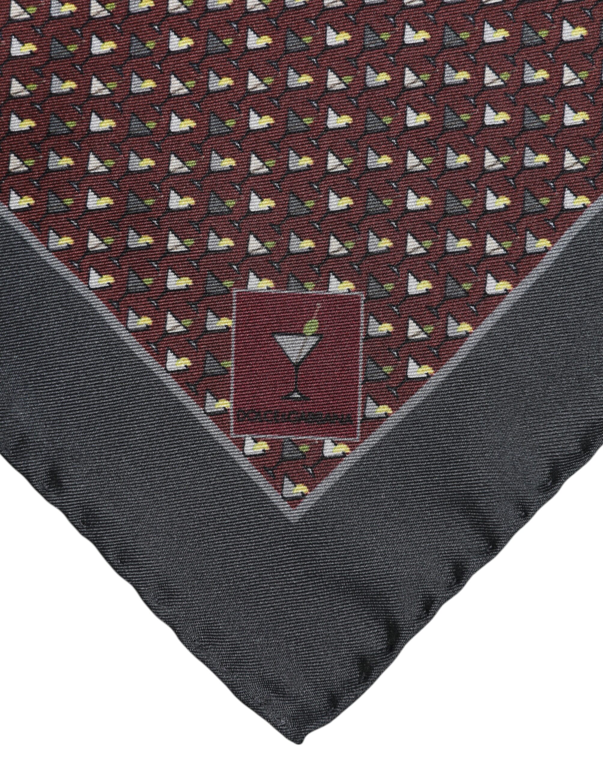 Dolce & Gabbana Maroon Cocktail Silk Square Foulard Scarf - Image 4