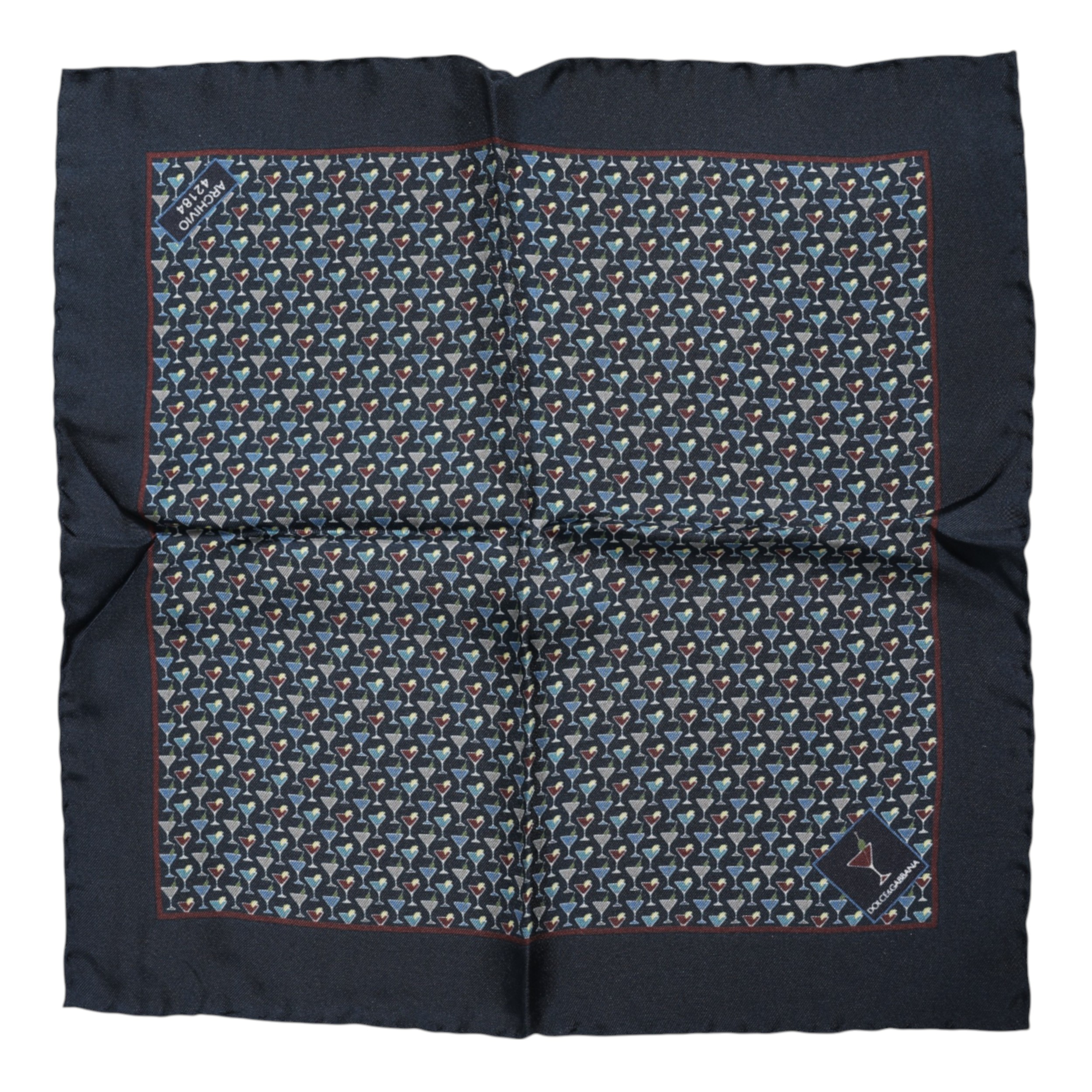 Dolce & Gabbana Blue Cocktail Silk Square Foulard Scarf - Image 3