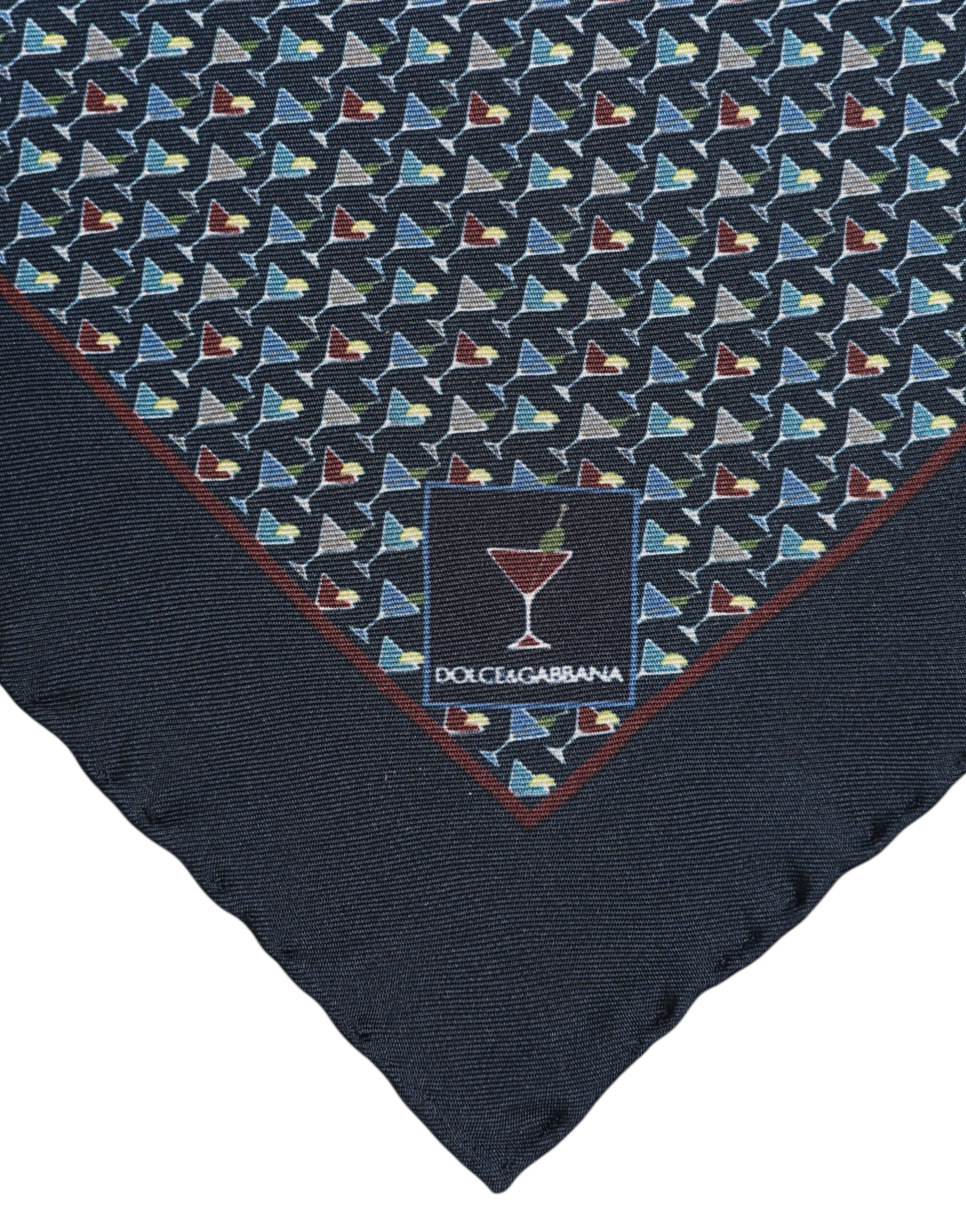 Dolce & Gabbana Blue Cocktail Silk Square Foulard Scarf - Image 4