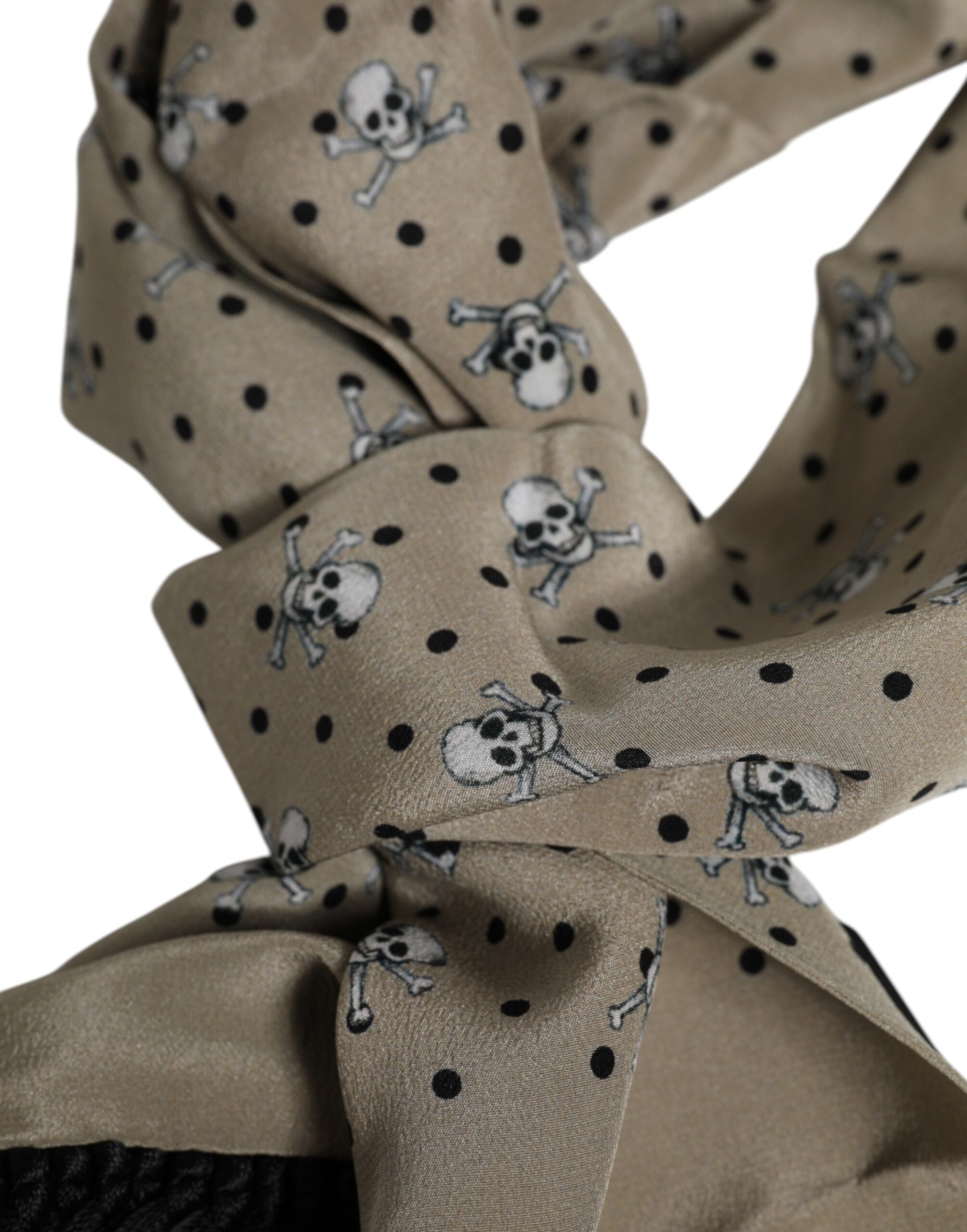 Dolce & Gabbana Gray Skulls Silk Fringes Men Foulard Scarf - Image 4
