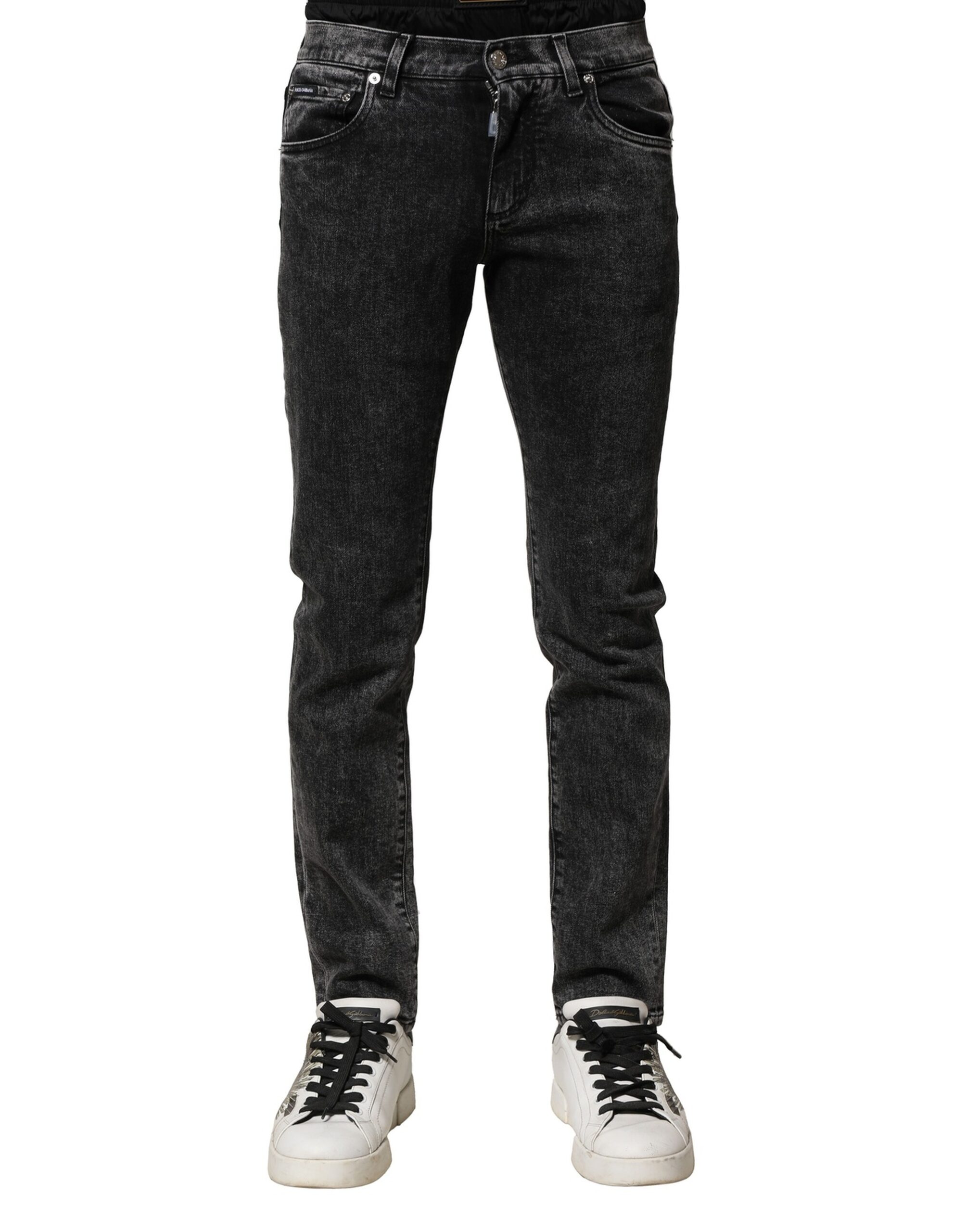 Dolce & Gabbana Black Washed Double Waistband Denim Jeans - Image 2