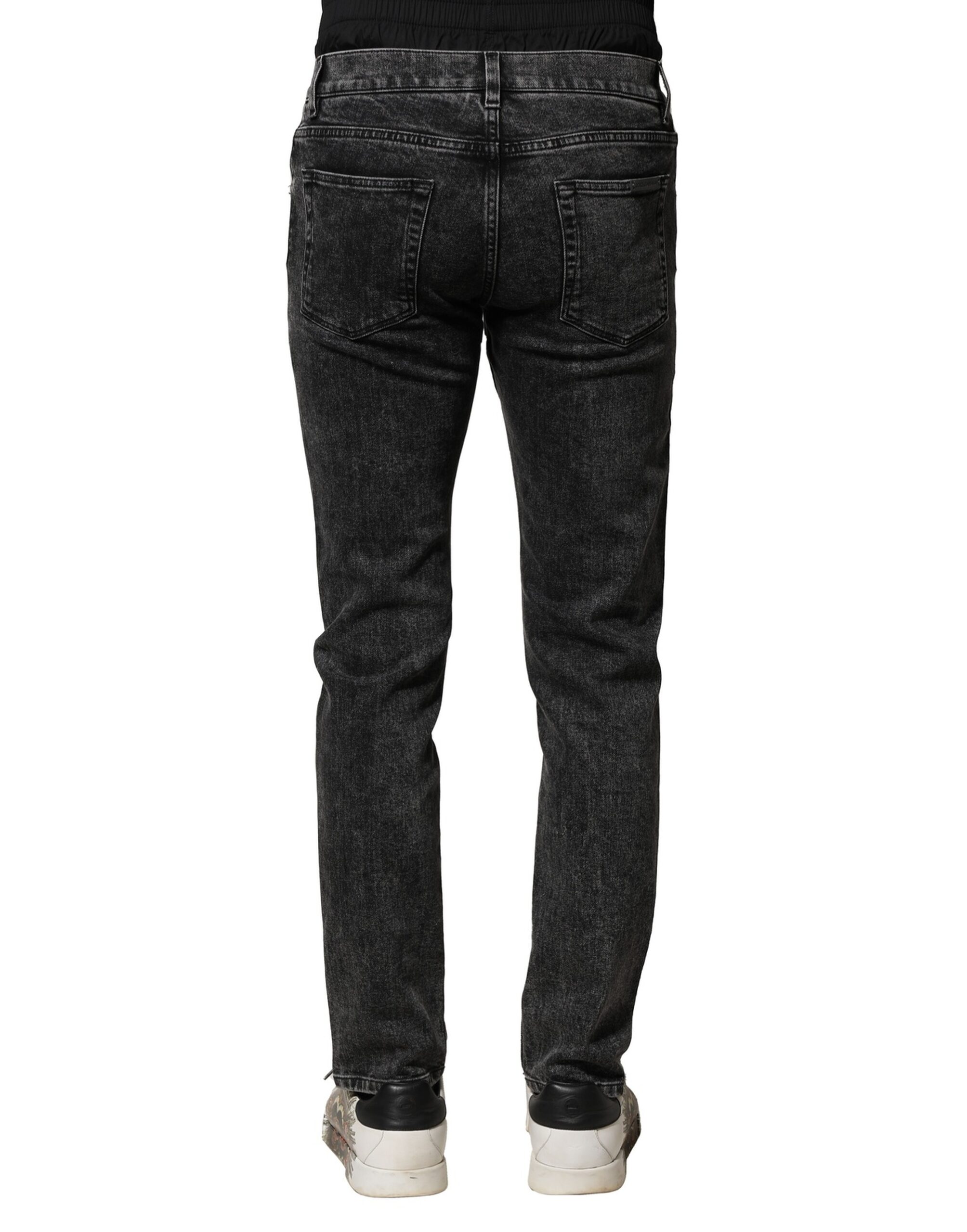 Dolce & Gabbana Black Washed Double Waistband Denim Jeans - Image 4