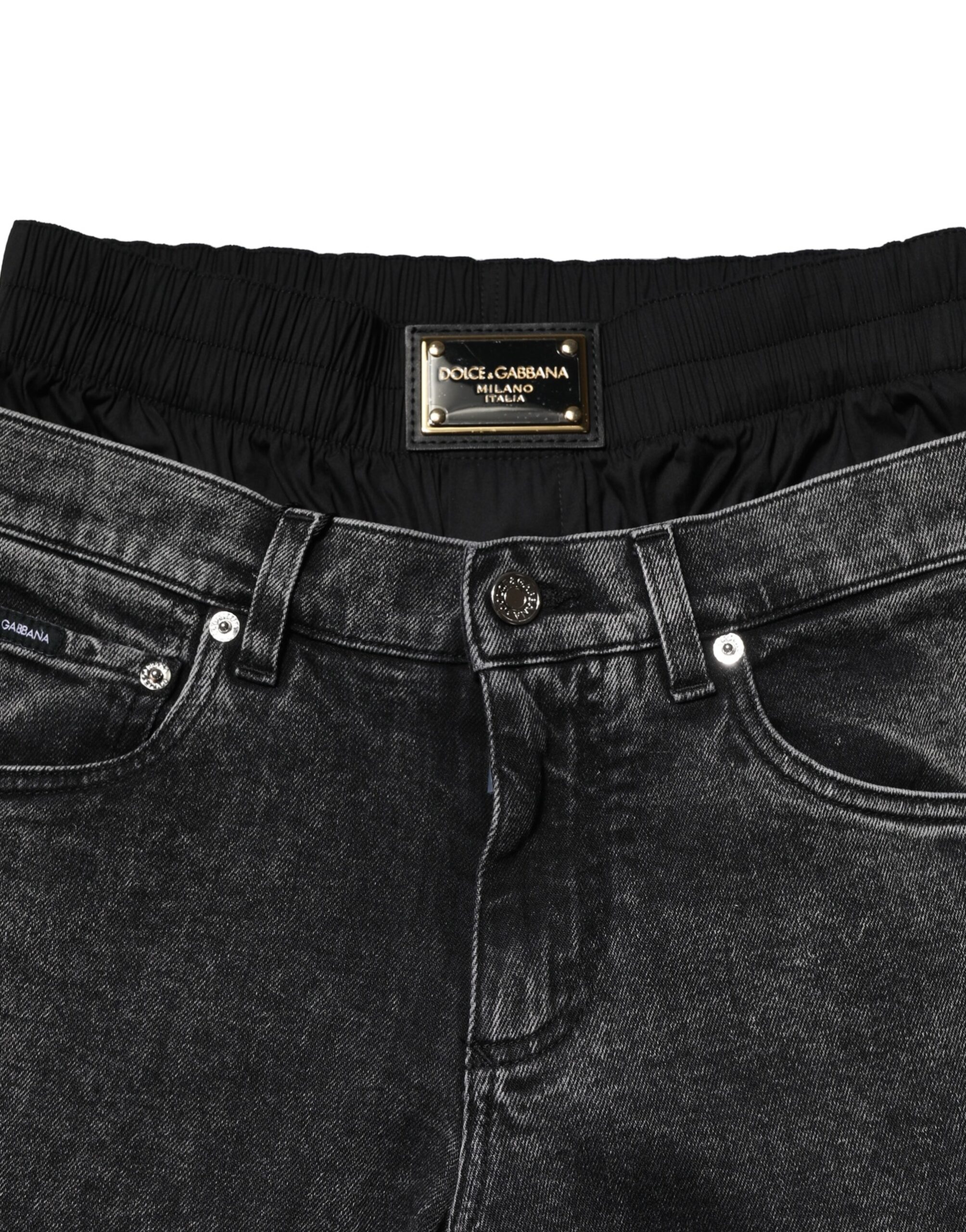 Dolce & Gabbana Black Washed Double Waistband Denim Jeans - Image 5