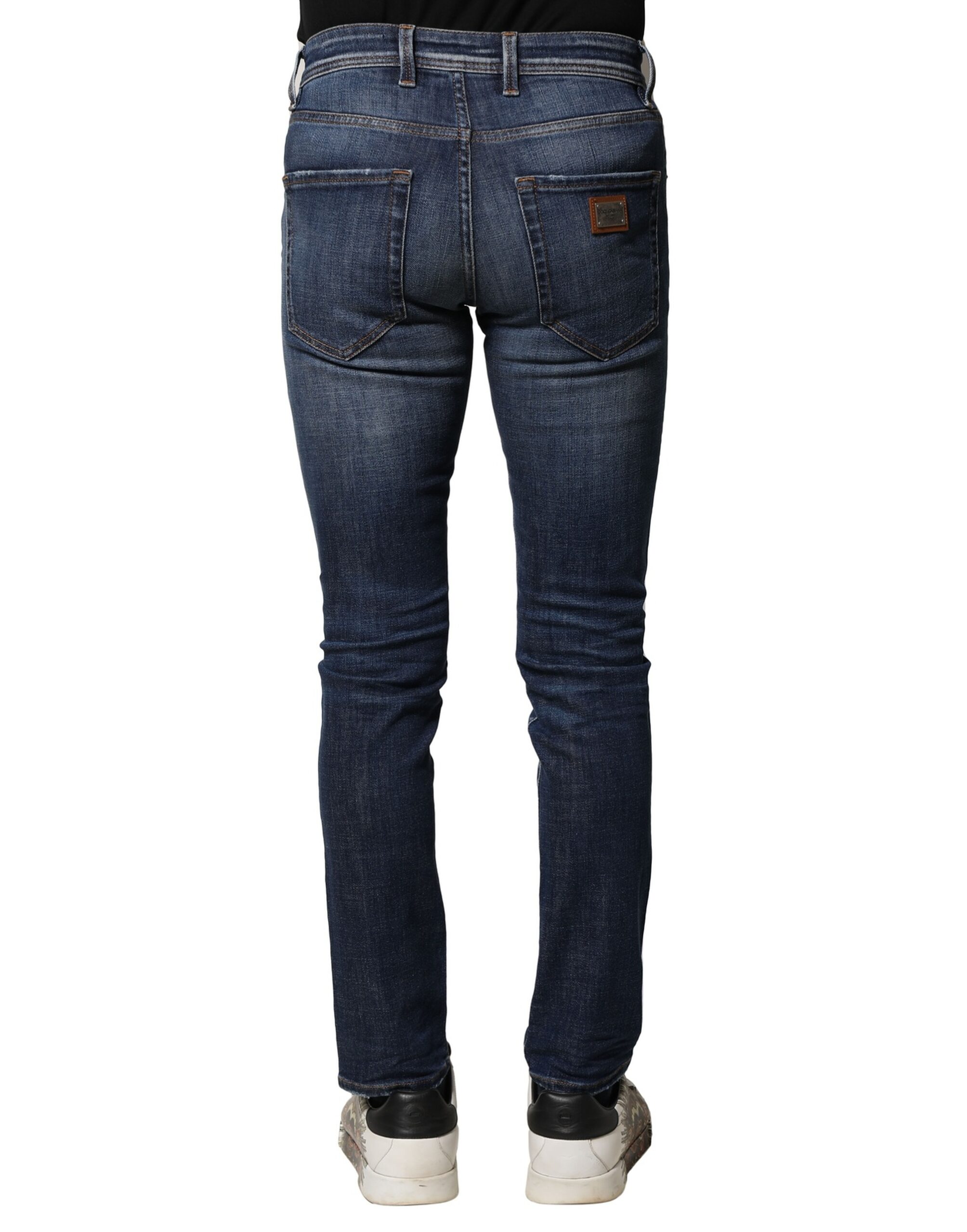 Dolce & Gabbana Blue Washed Cotton Slim Fit Men Denim Jeans - Image 4