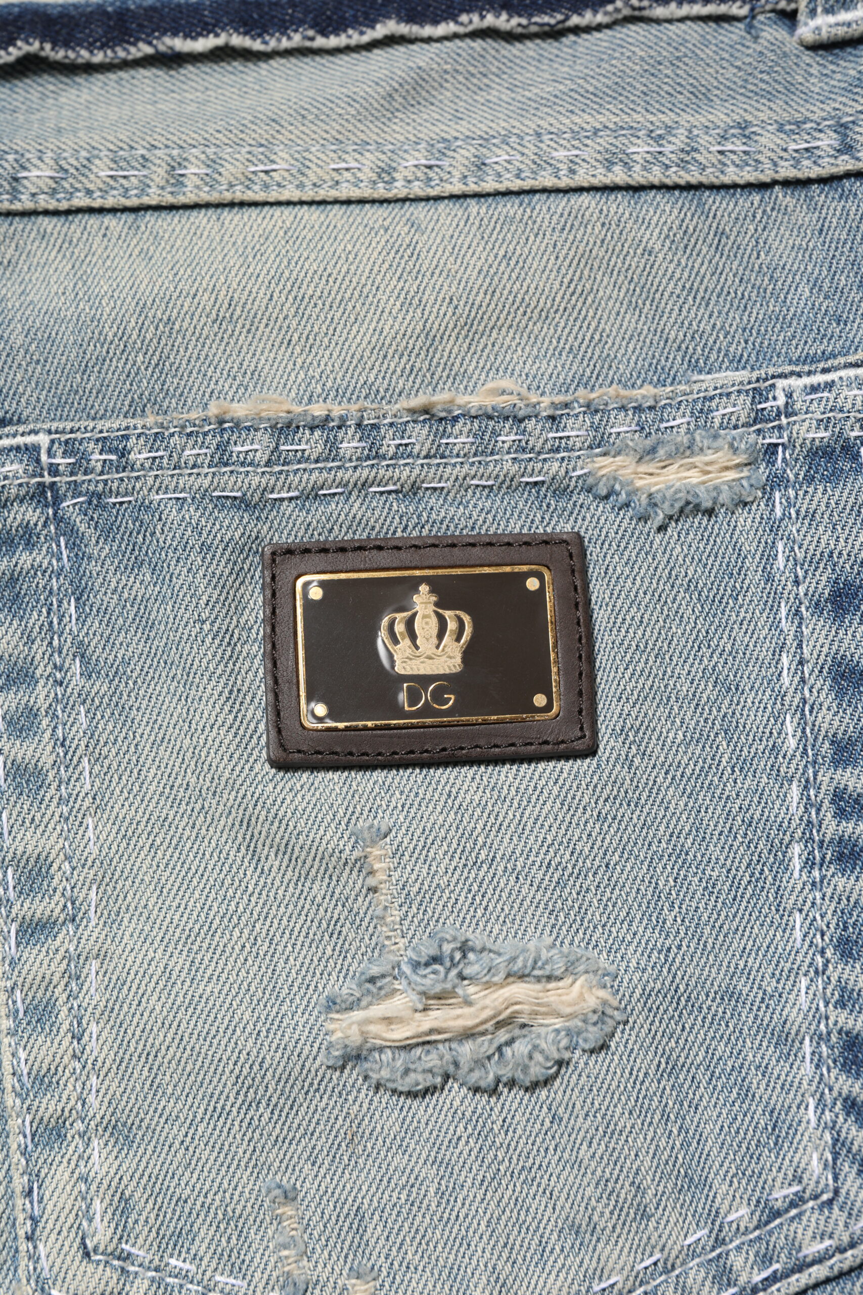 Dolce & Gabbana Light Blue Tattered Straight Men Denim Jeans - Image 5