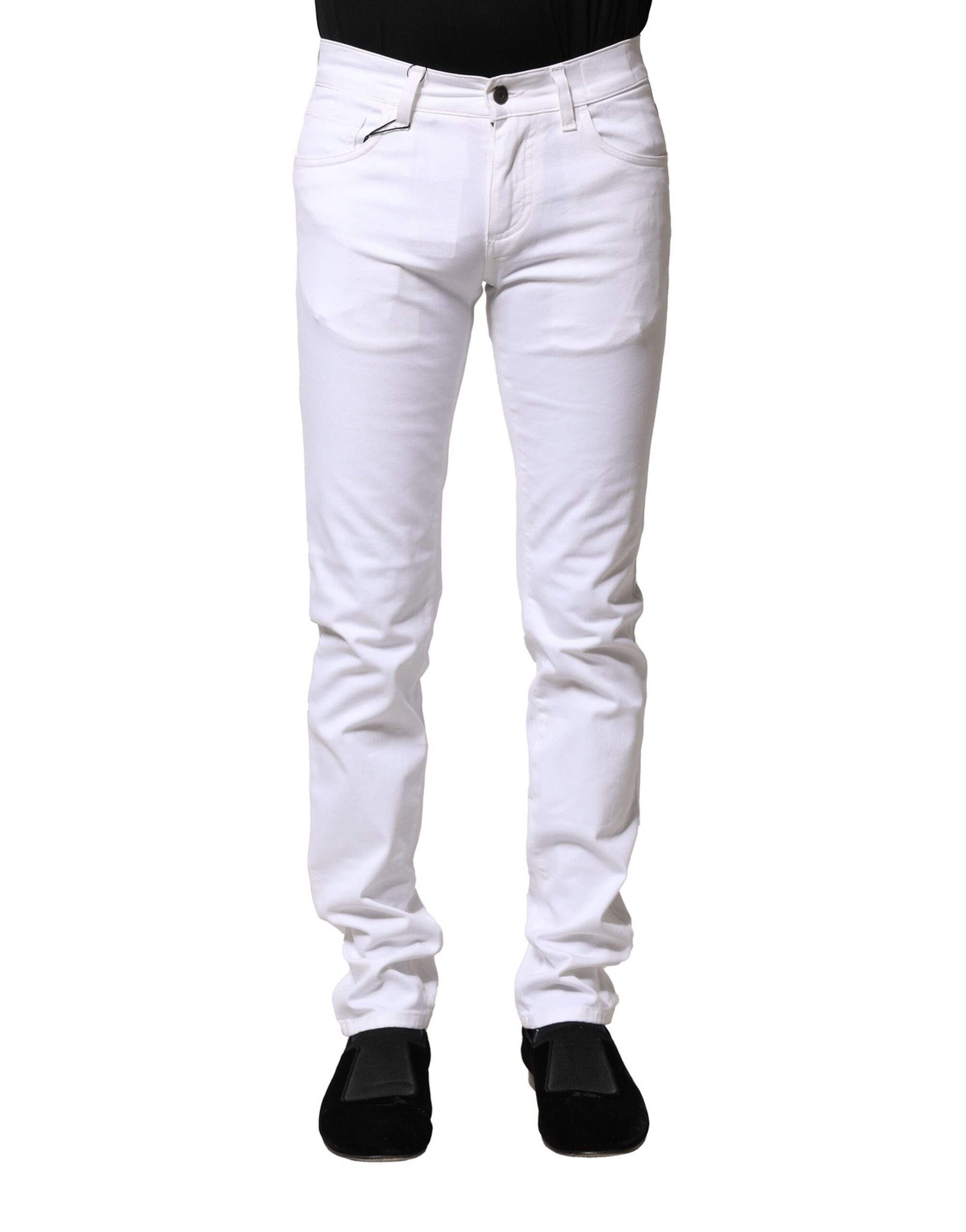 Dolce & Gabbana White Cotton Skinny Men Denim Jeans - Image 2