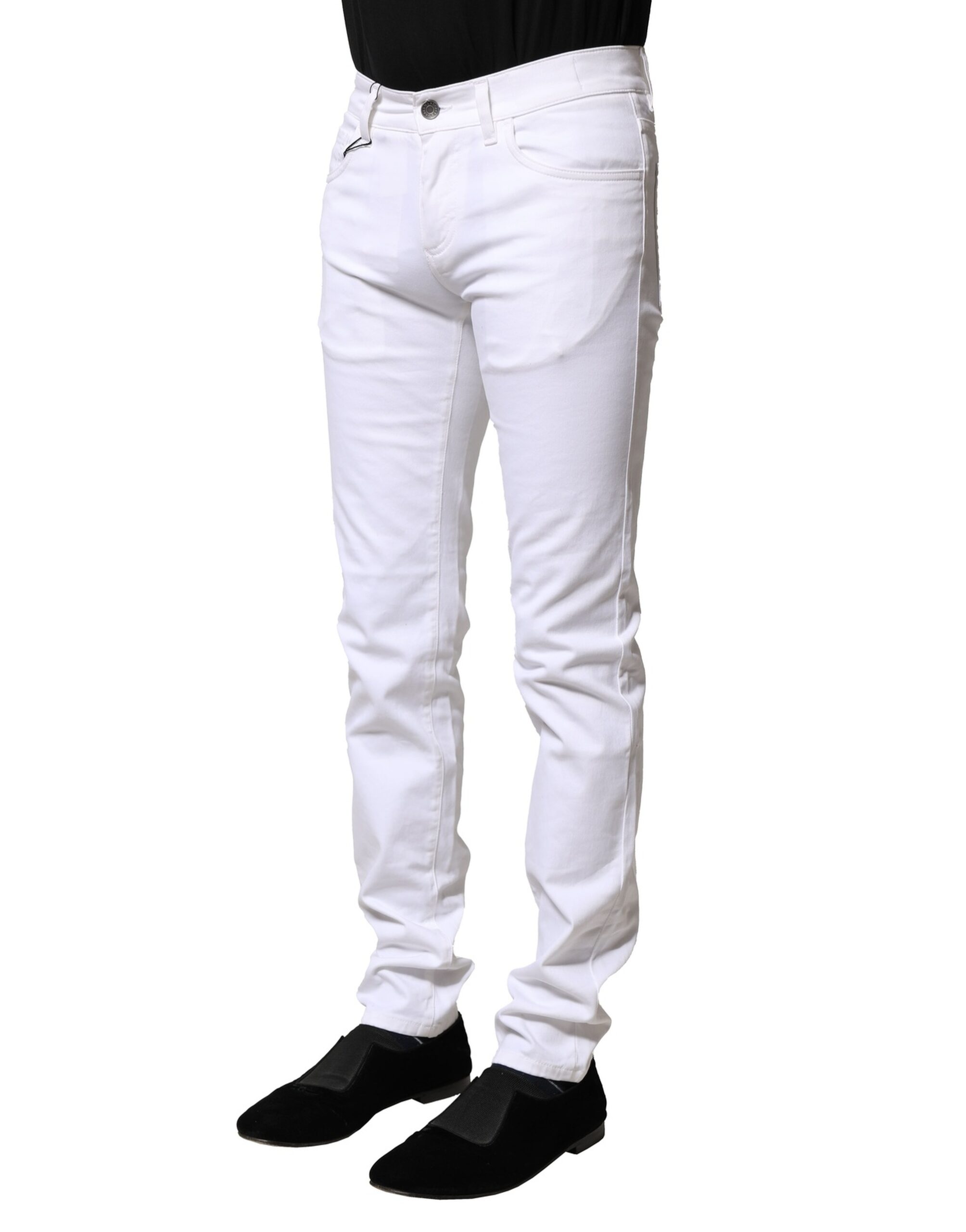 Dolce & Gabbana White Cotton Skinny Men Denim Jeans - Image 3