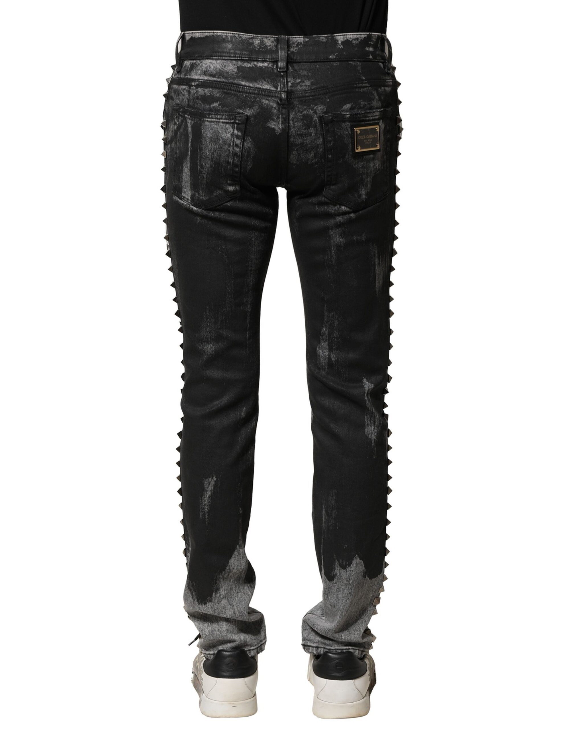 Dolce & Gabbana Black Washed Embellished Skinny Denim Jeans - Image 4