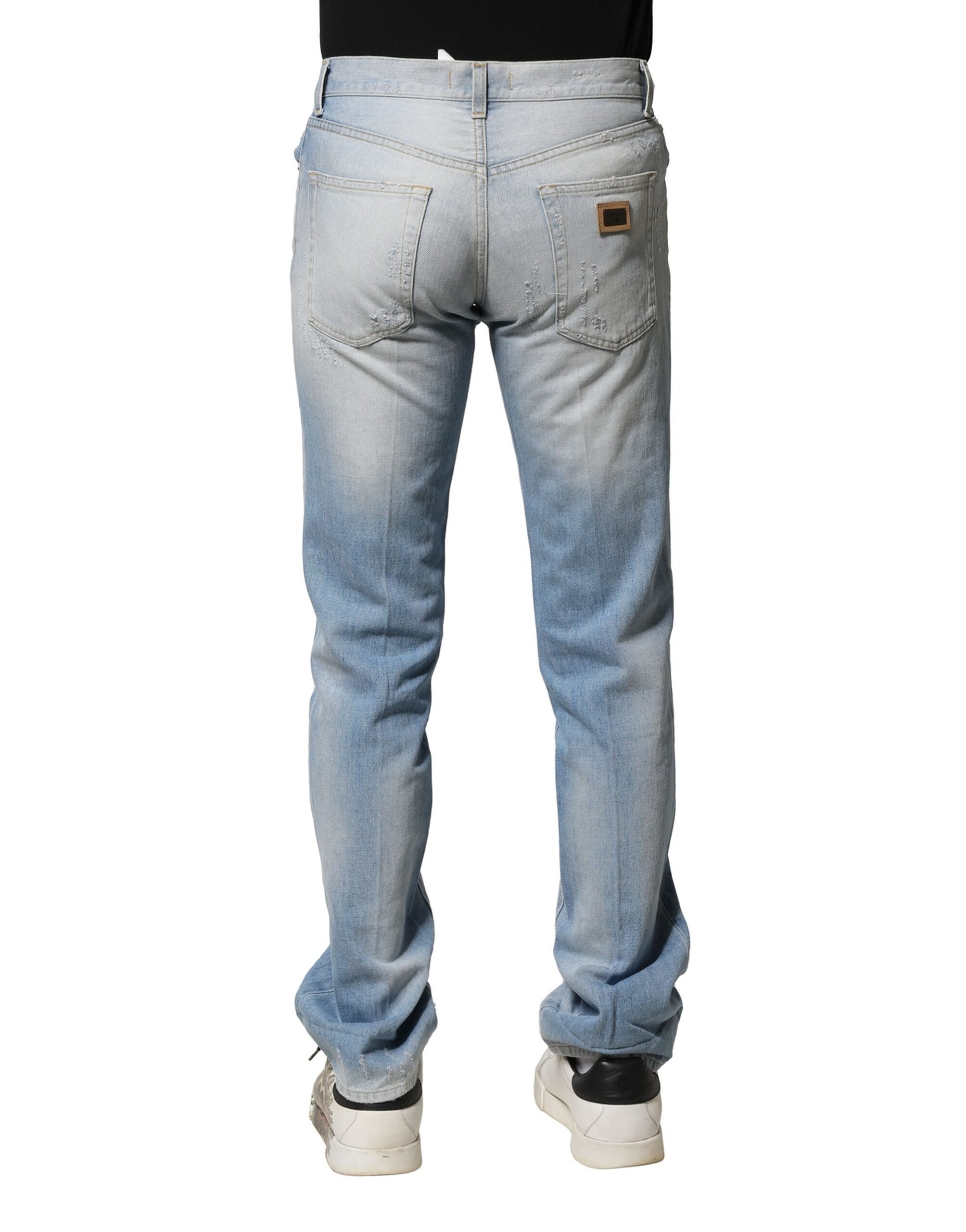Dolce & Gabbana Light Blue Washed Straight Fit Denim Jeans - Image 4