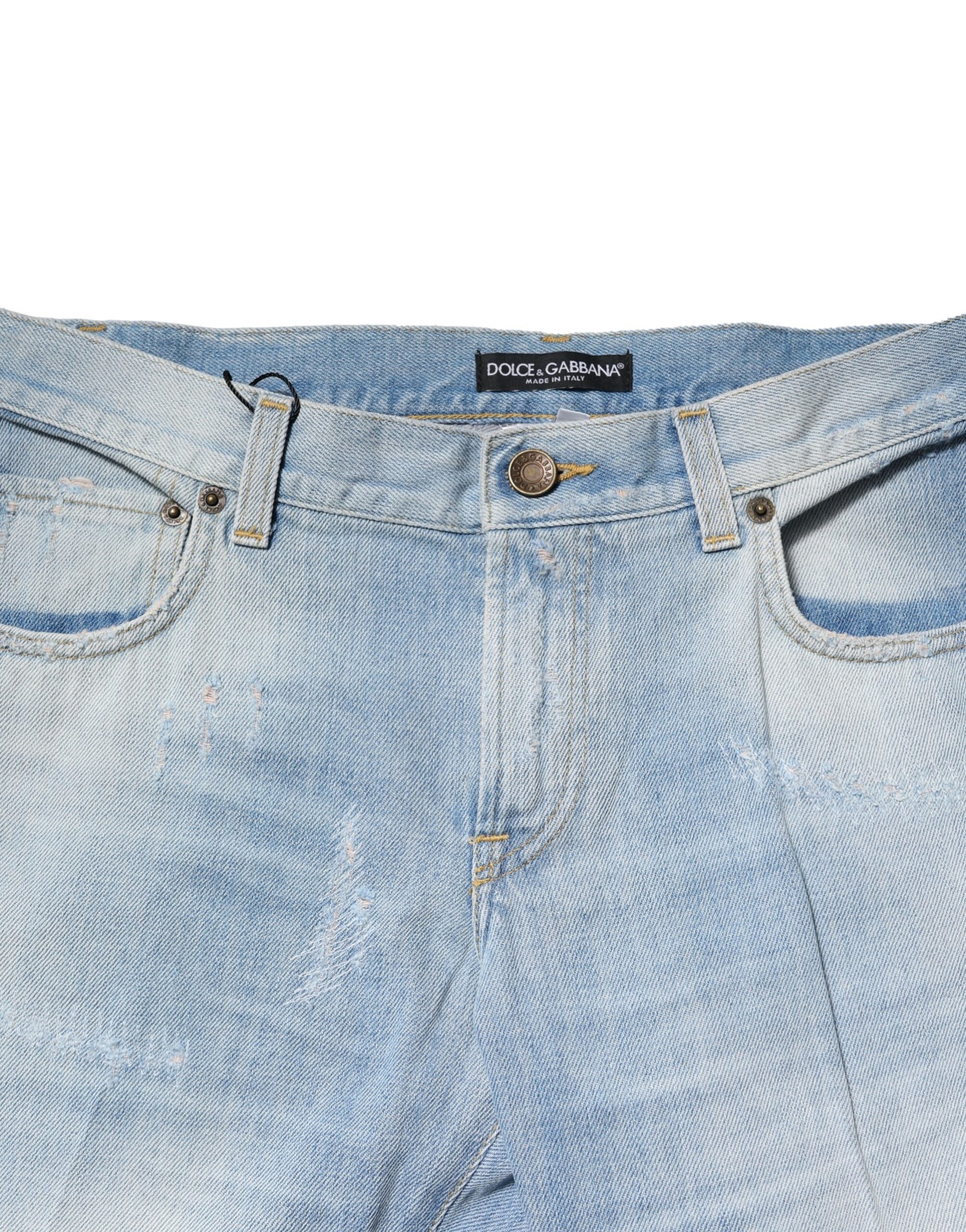 Dolce & Gabbana Light Blue Washed Straight Fit Denim Jeans - Image 5