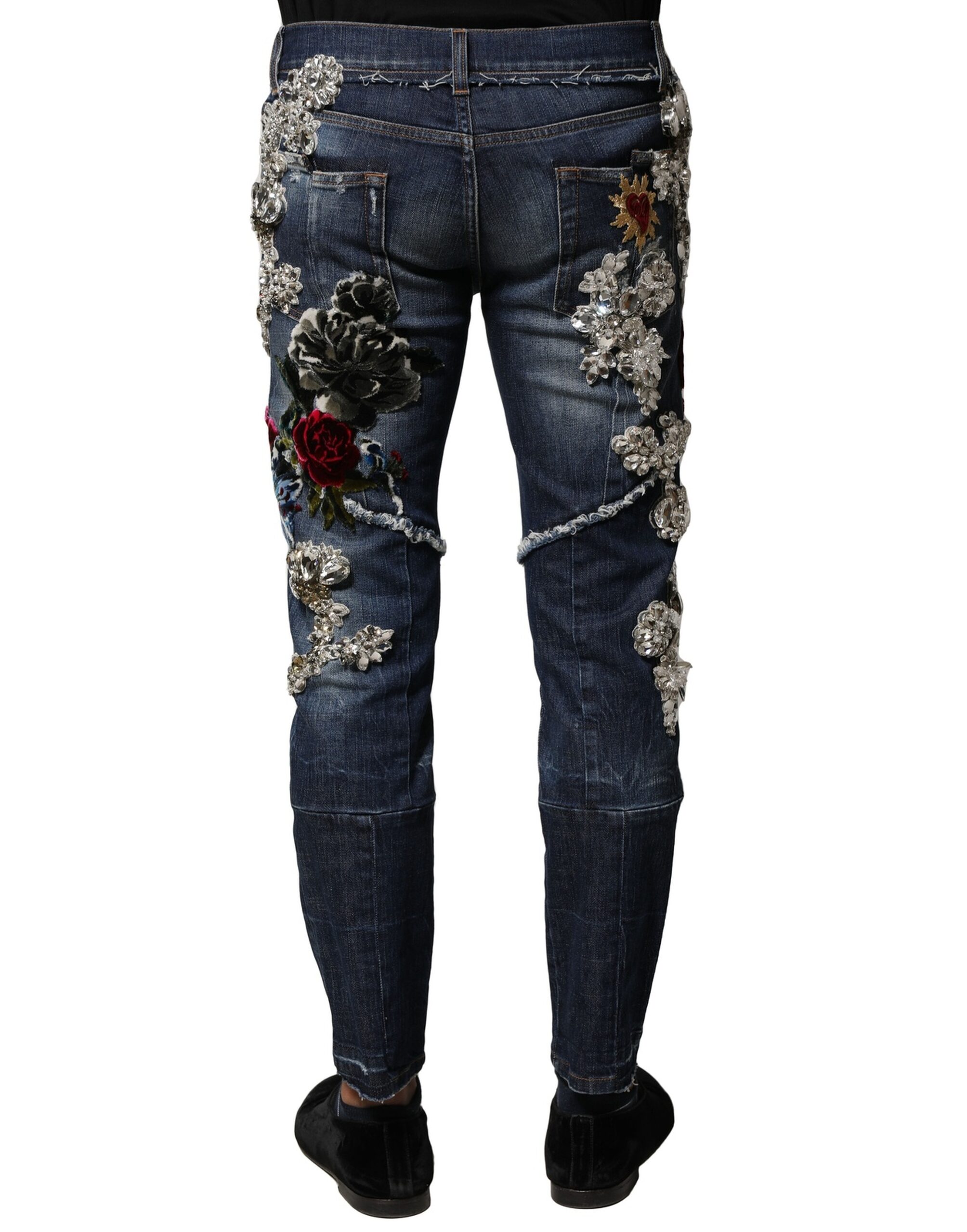 Dolce & Gabbana Blue Cotton Rhinestone Embellish Denim Jeans - Image 4