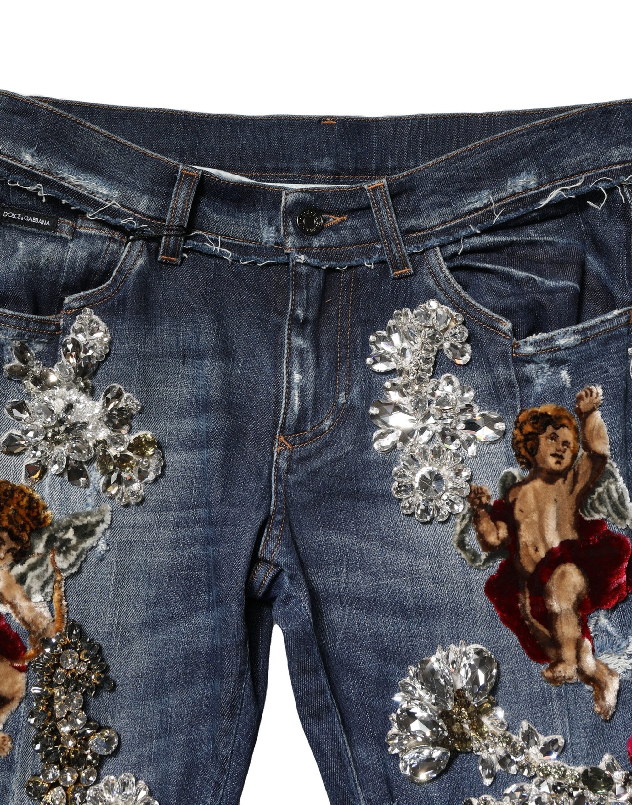 Dolce & Gabbana Blue Cotton Rhinestone Embellish Denim Jeans - Image 5