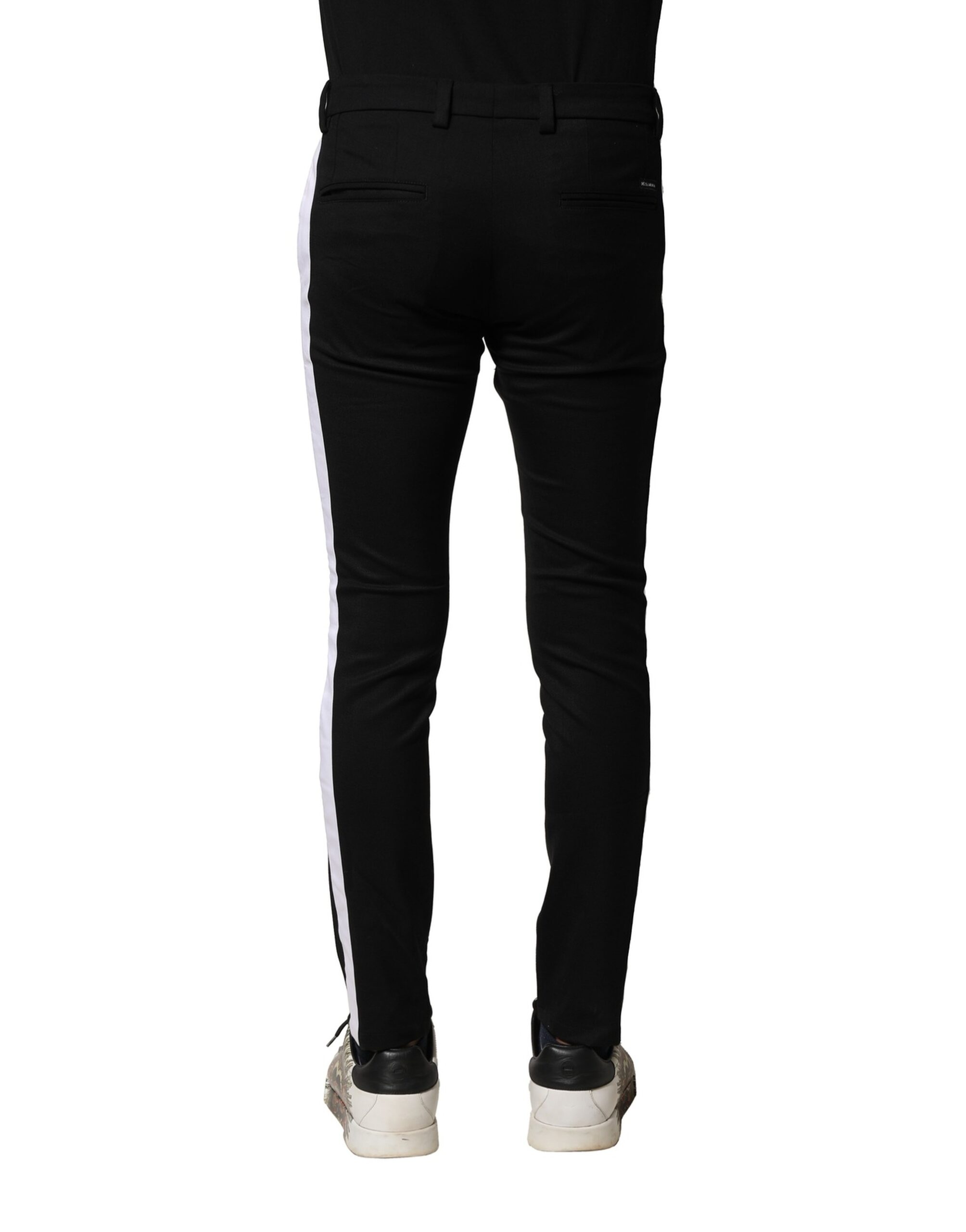 Dolce & Gabbana Black Wool Men Skinny Mid Waist Pants - Image 4