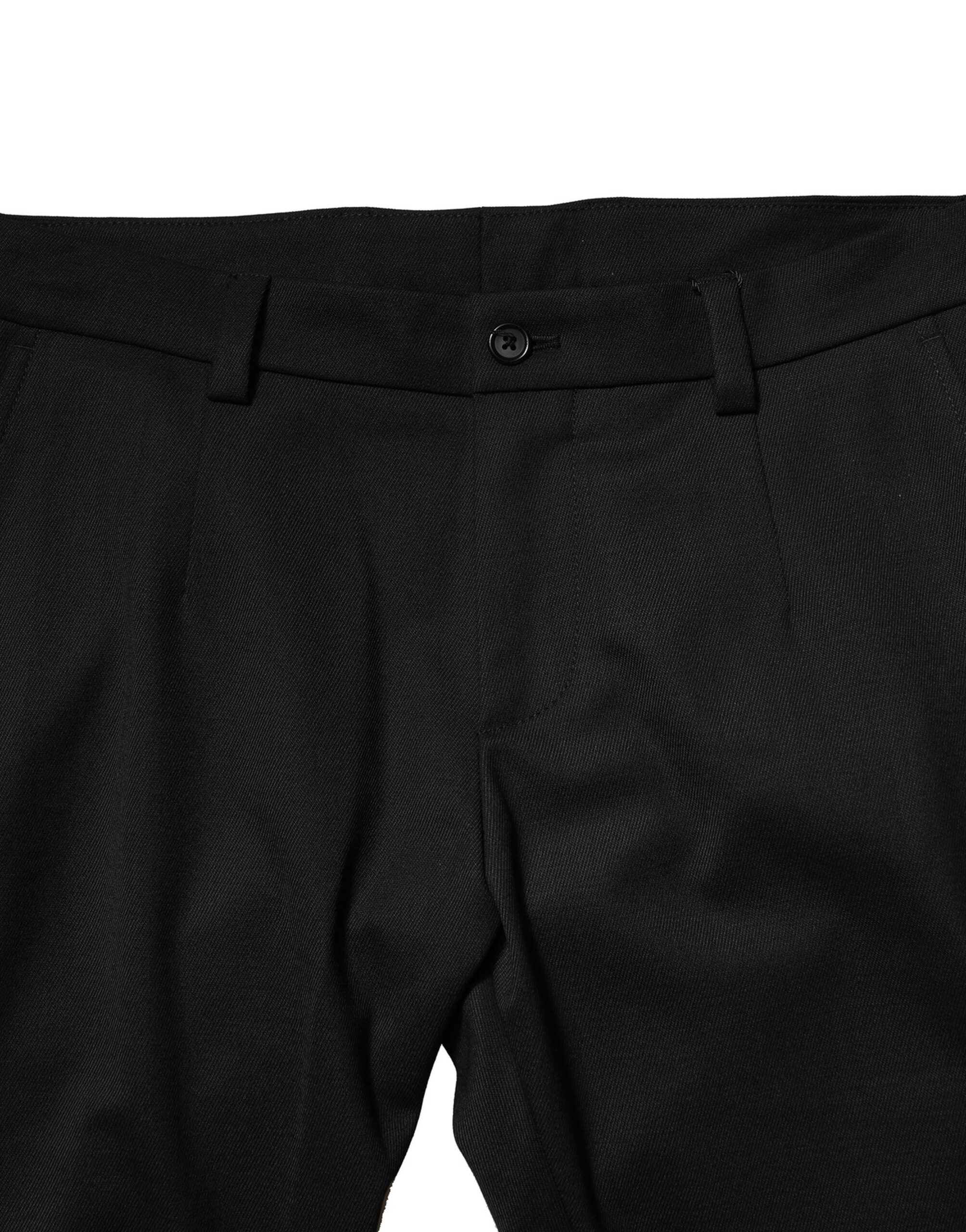 Dolce & Gabbana Black Wool Men Skinny Mid Waist Pants - Image 5