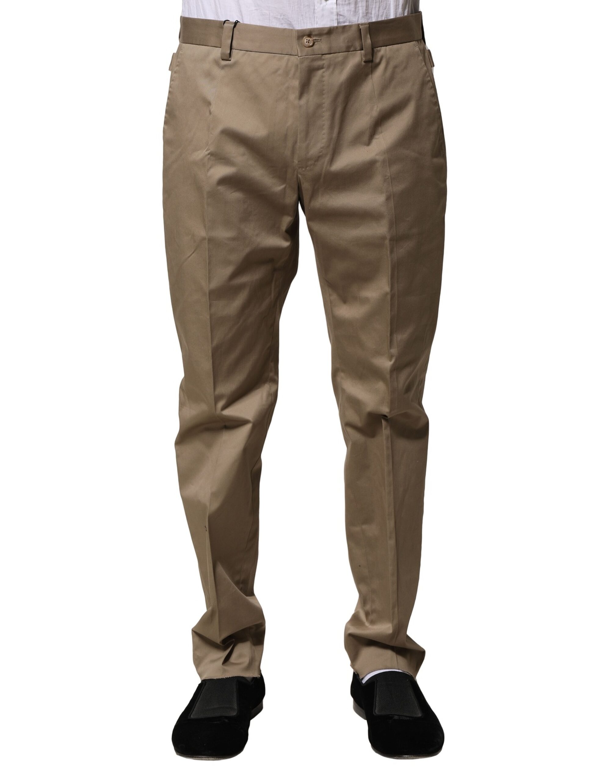 Dolce & Gabbana Brown Cotton Tapered Men Formal Pants - Image 2