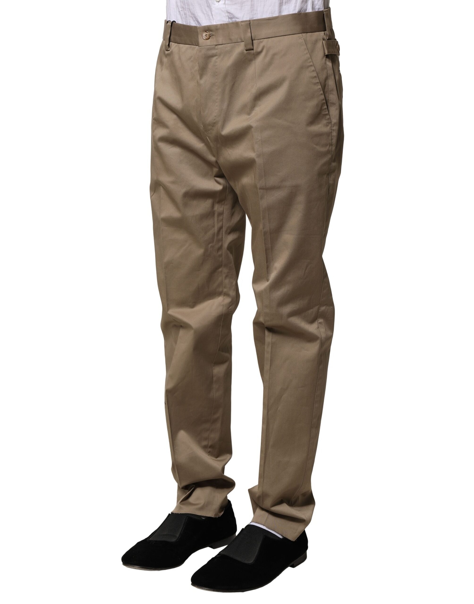 Dolce & Gabbana Brown Cotton Tapered Men Formal Pants - Image 3