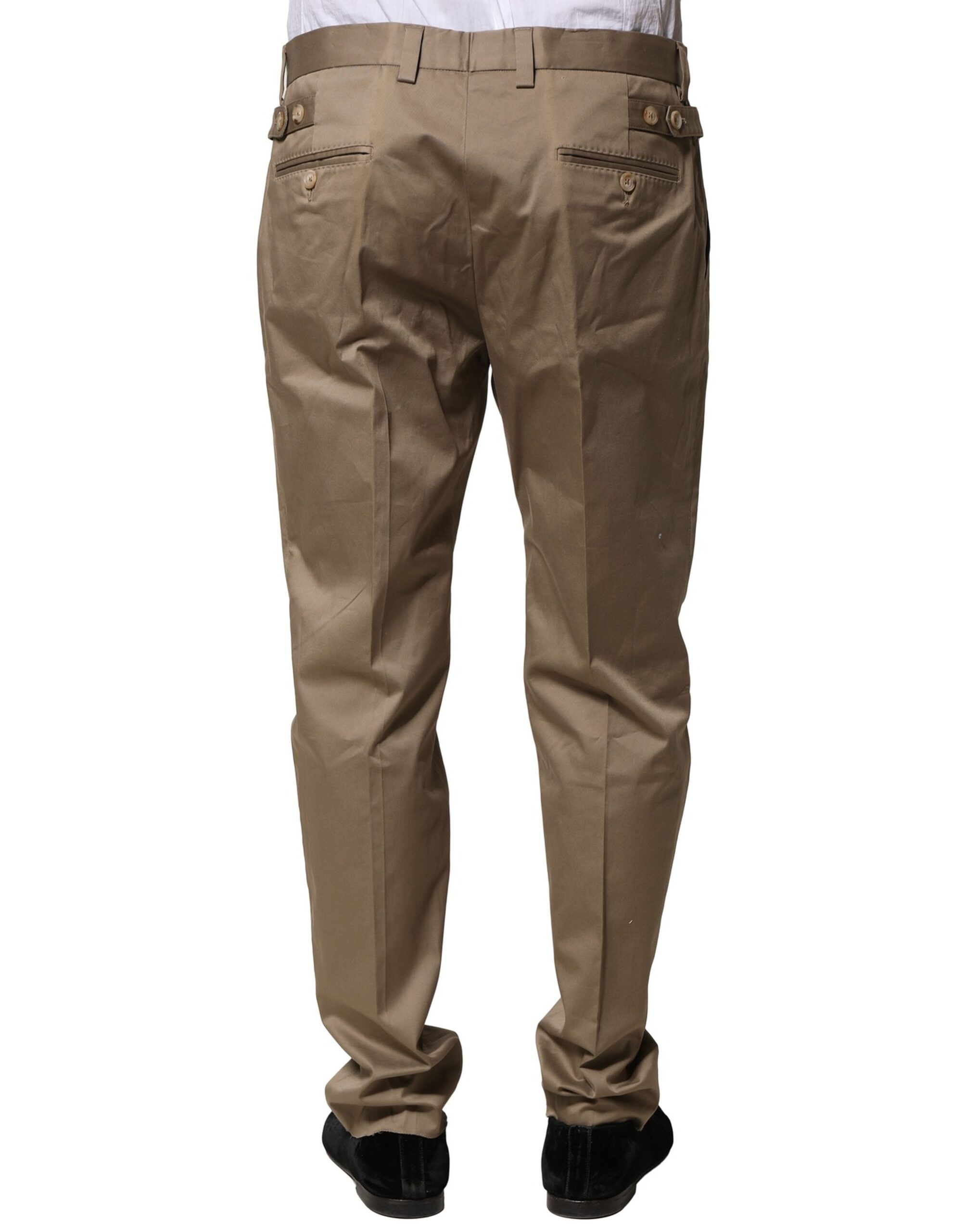 Dolce & Gabbana Brown Cotton Tapered Men Formal Pants - Image 4