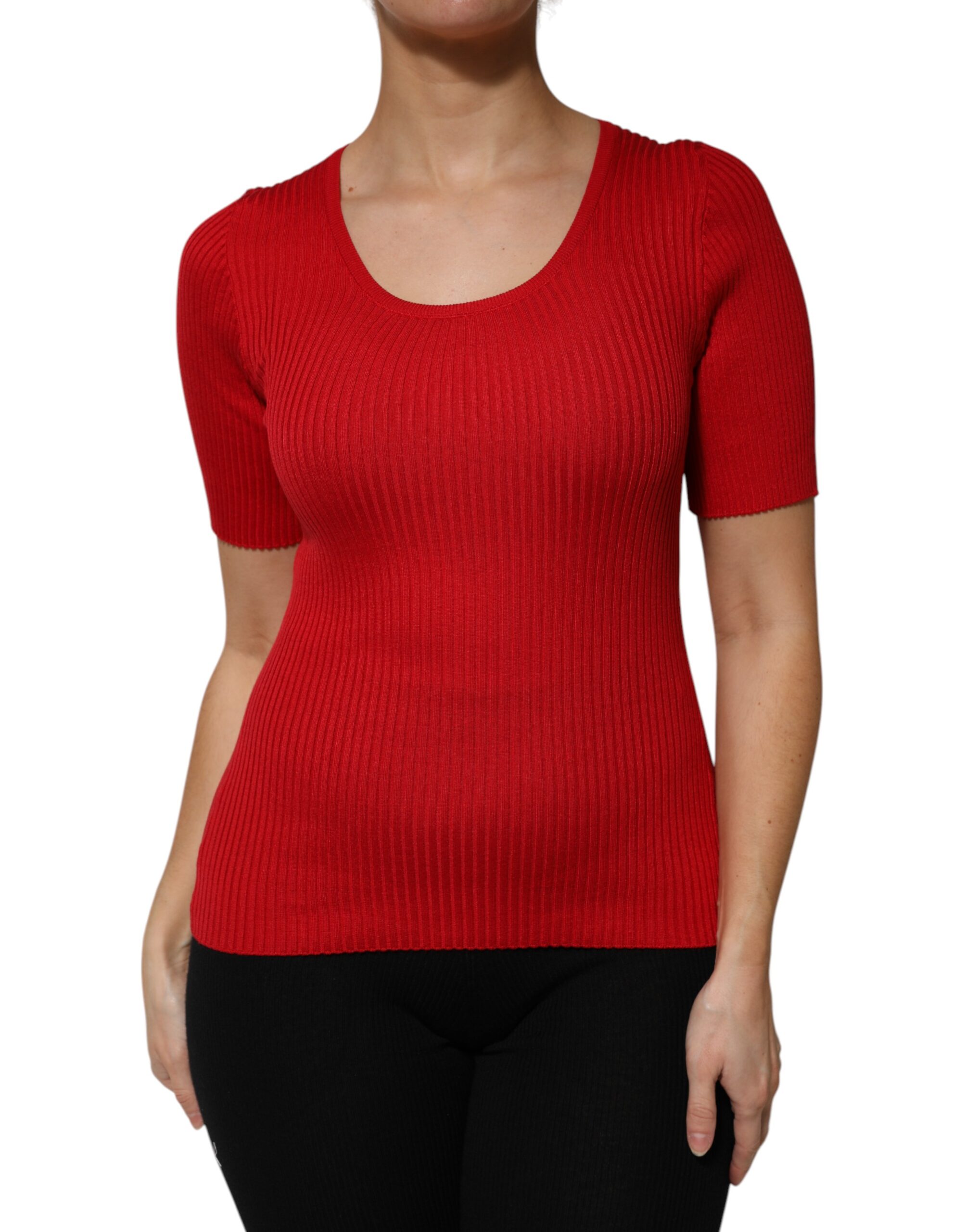 Dolce & Gabbana Red Round Neck Short Sleeves Pullover Top - Image 2