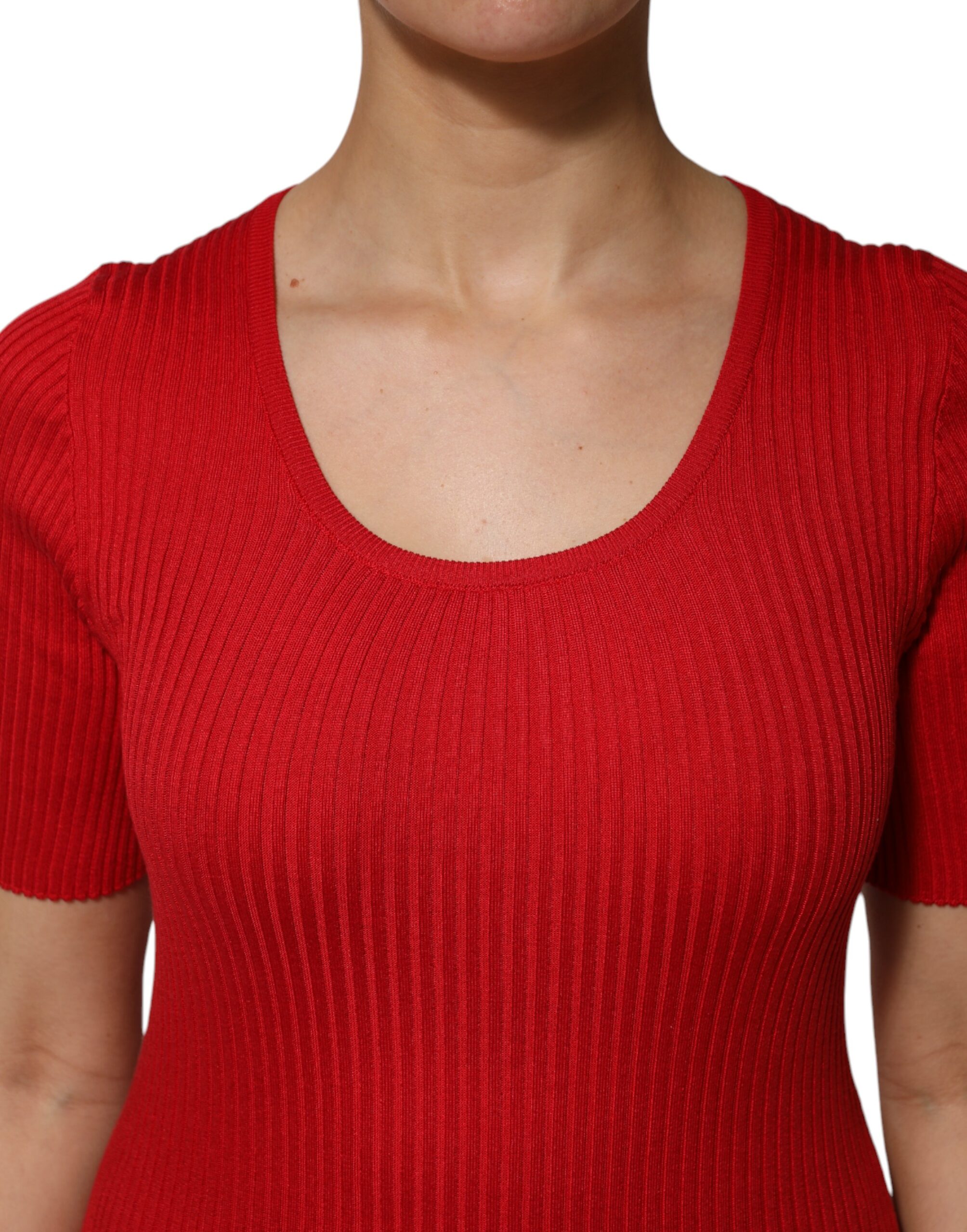 Dolce & Gabbana Red Round Neck Short Sleeves Pullover Top - Image 5