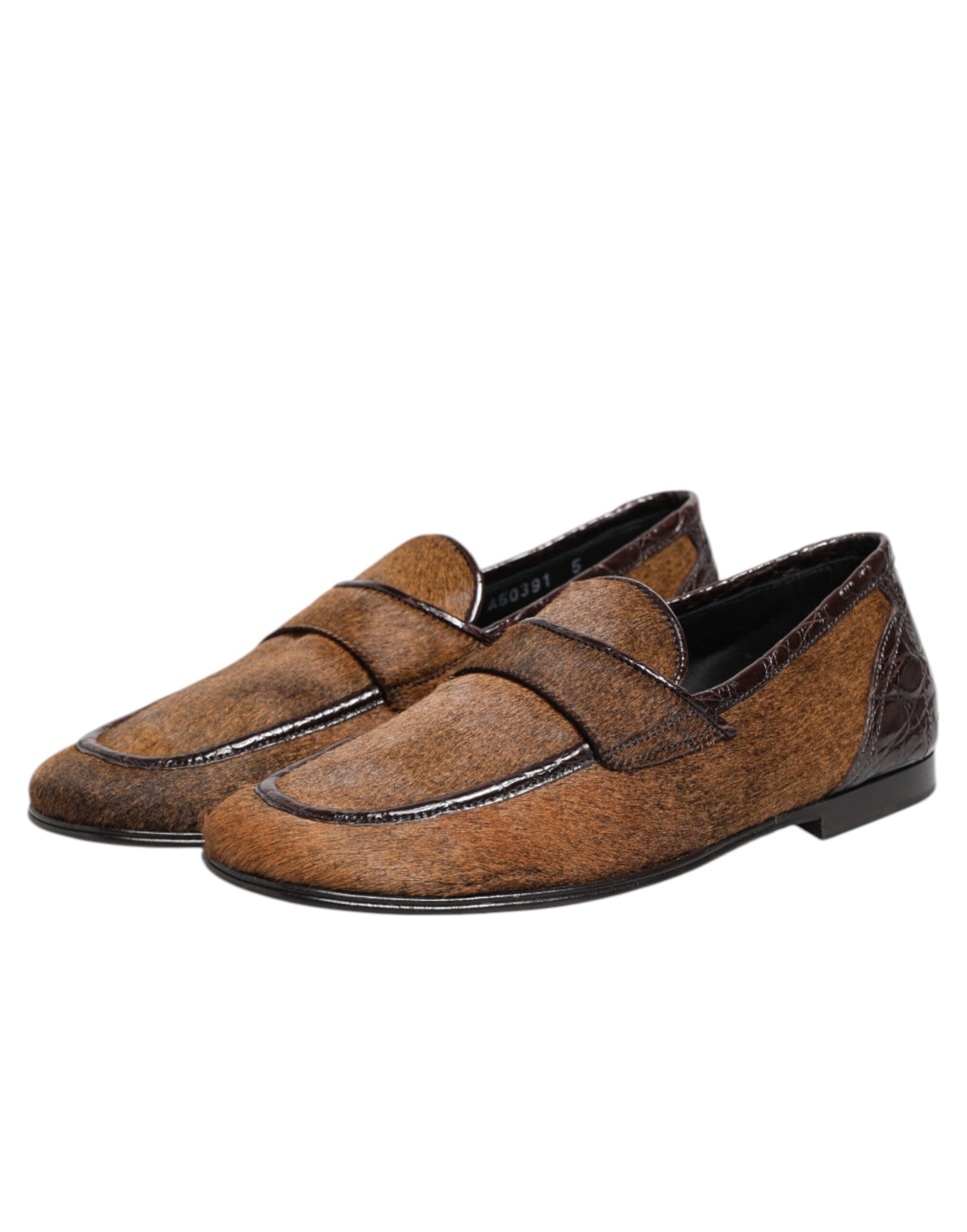 Dolce & Gabbana Brown Loafers Leather Slip On Men Dress Shoes - Image 4