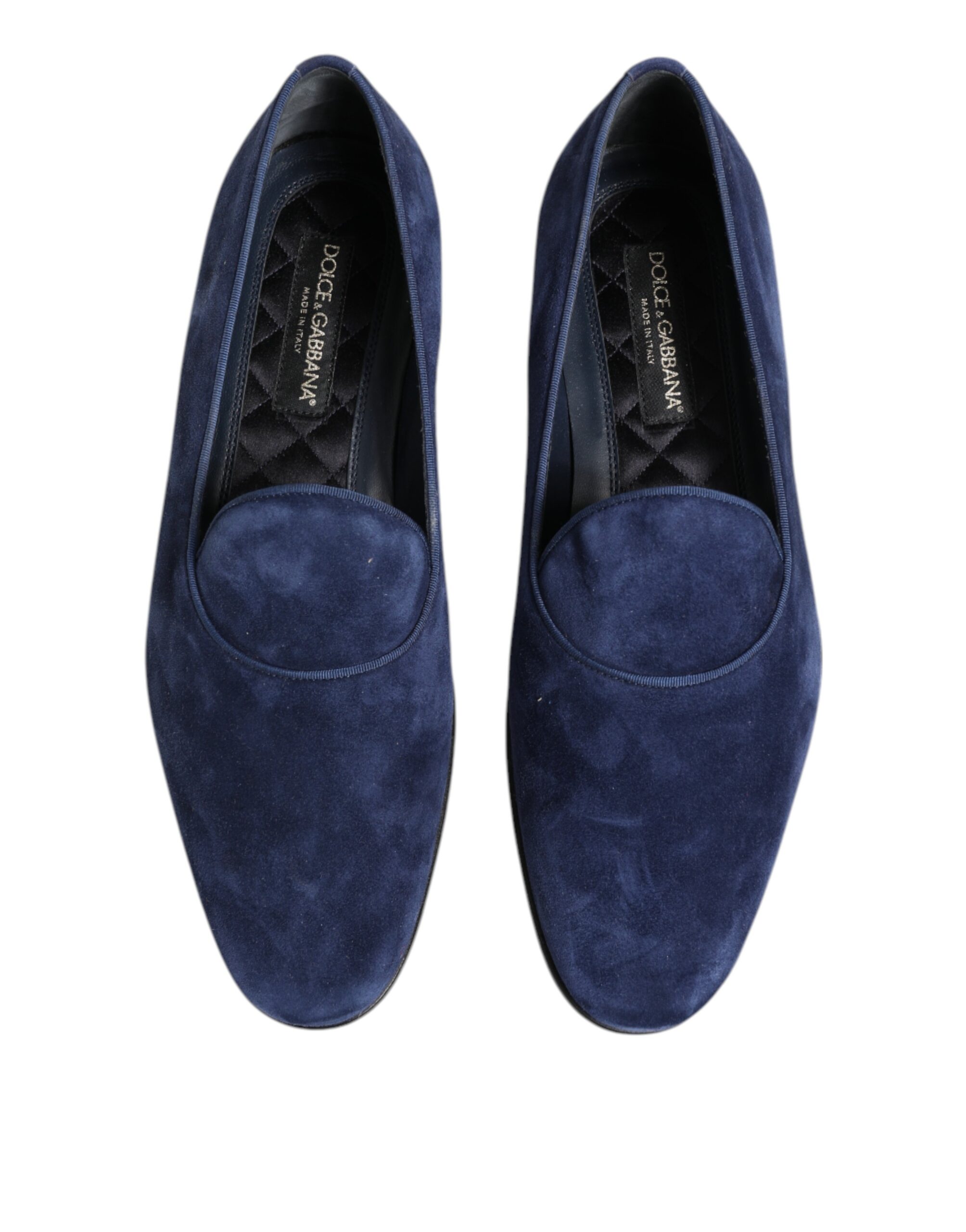 Dolce & Gabbana Blue Velvet DG Logo Loafers Formal Shoes - Image 3