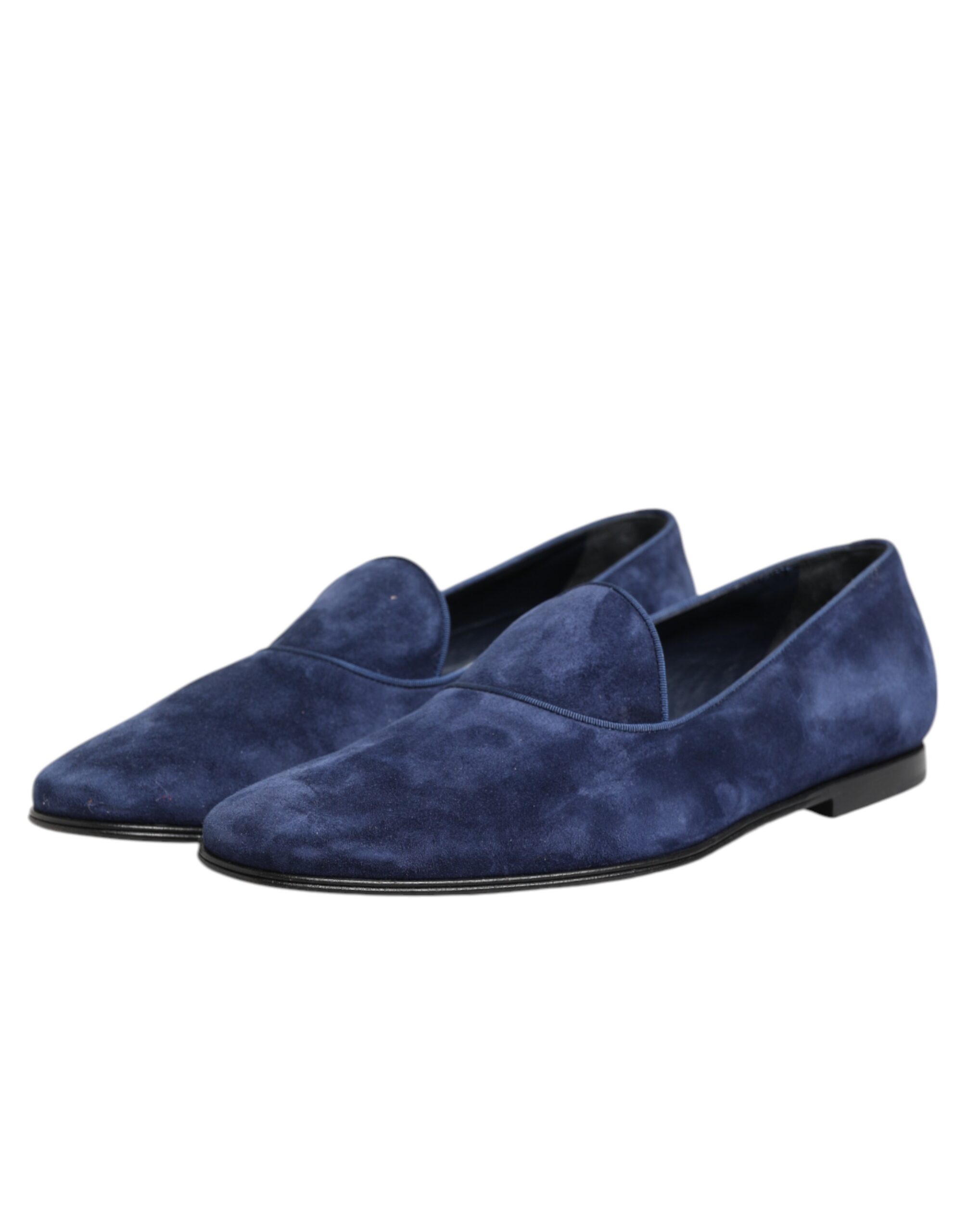 Dolce & Gabbana Blue Velvet DG Logo Loafers Formal Shoes - Image 4