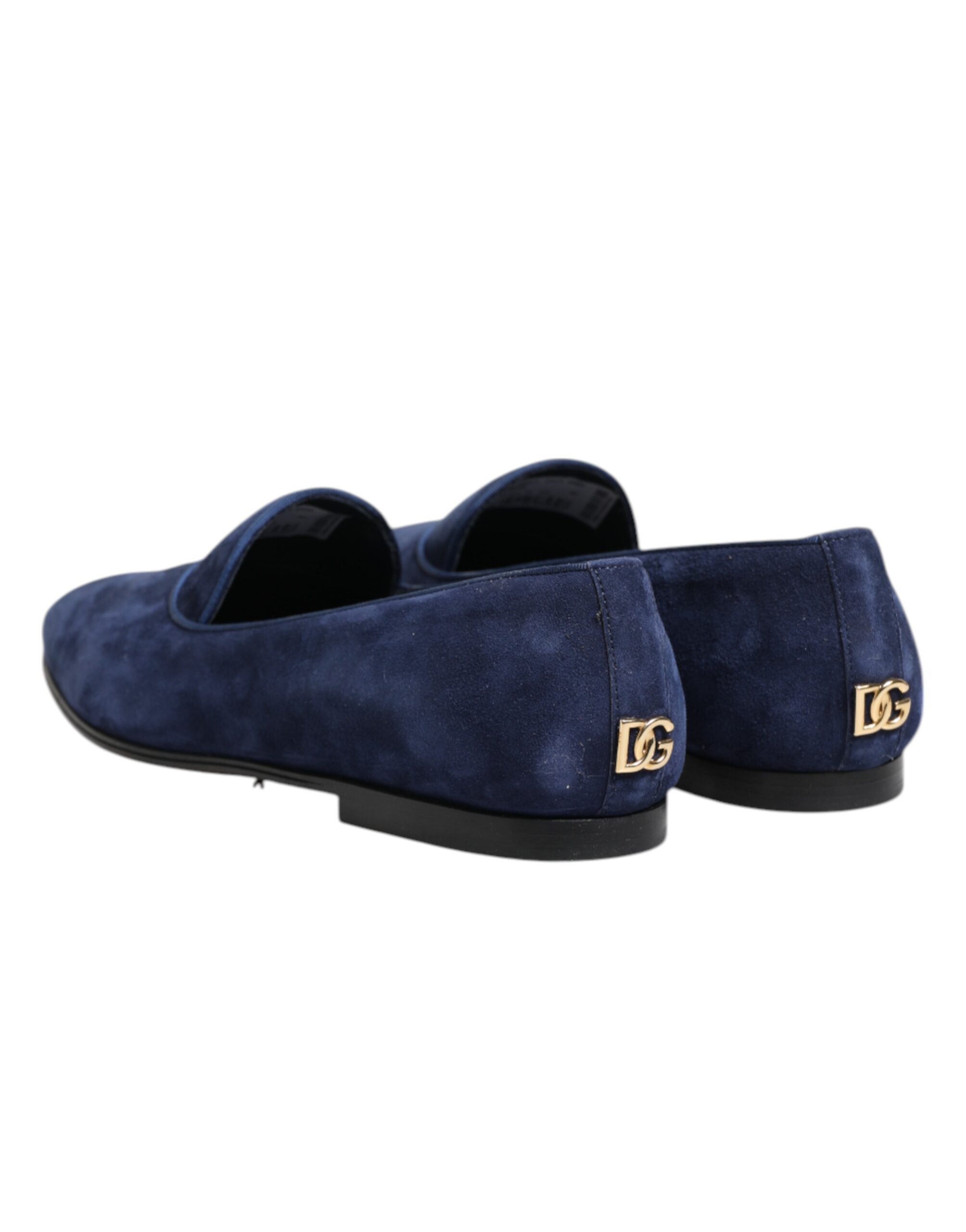 Dolce & Gabbana Blue Velvet DG Logo Loafers Formal Shoes - Image 5