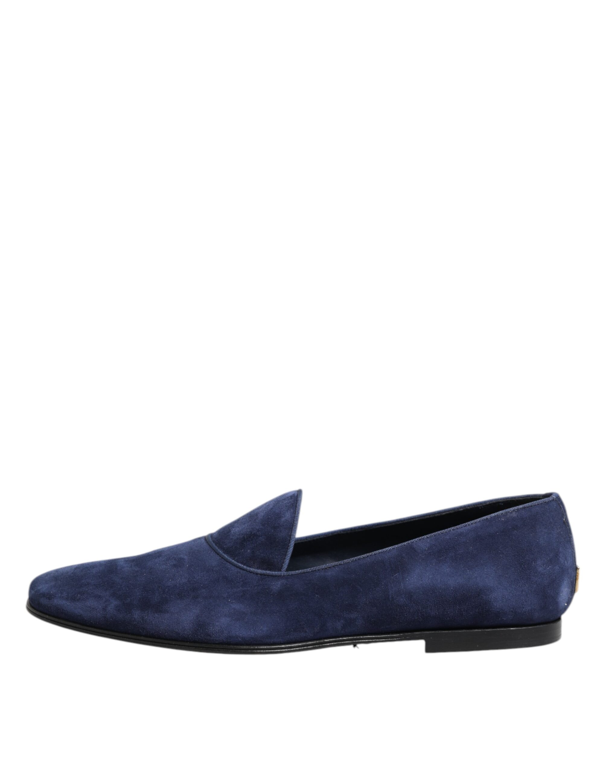 Dolce & Gabbana Blue Velvet DG Logo Loafers Formal Shoes - Image 6