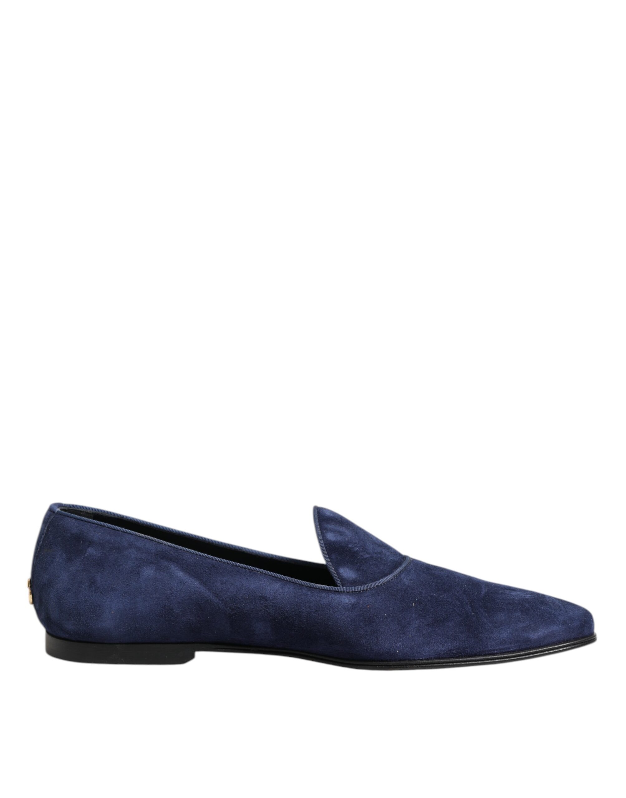 Dolce & Gabbana Blue Velvet DG Logo Loafers Formal Shoes - Image 7