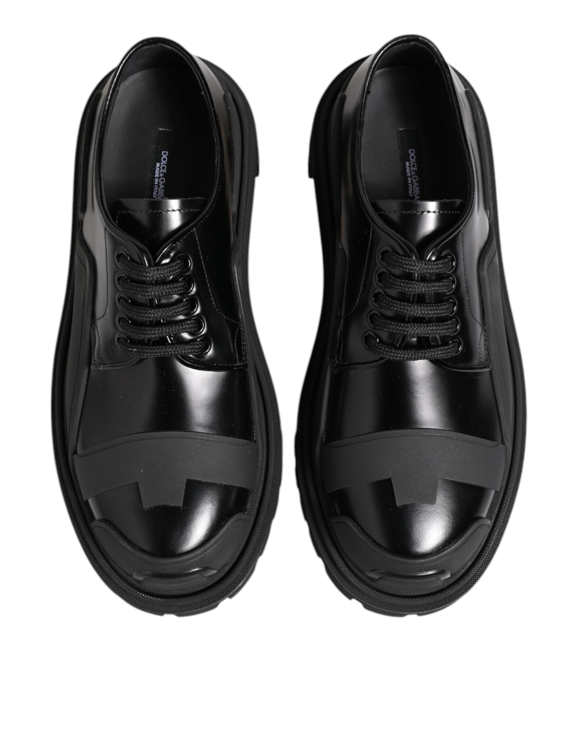 Dolce & Gabbana Black Patent Leather Trekking Derby Shoes - Image 3