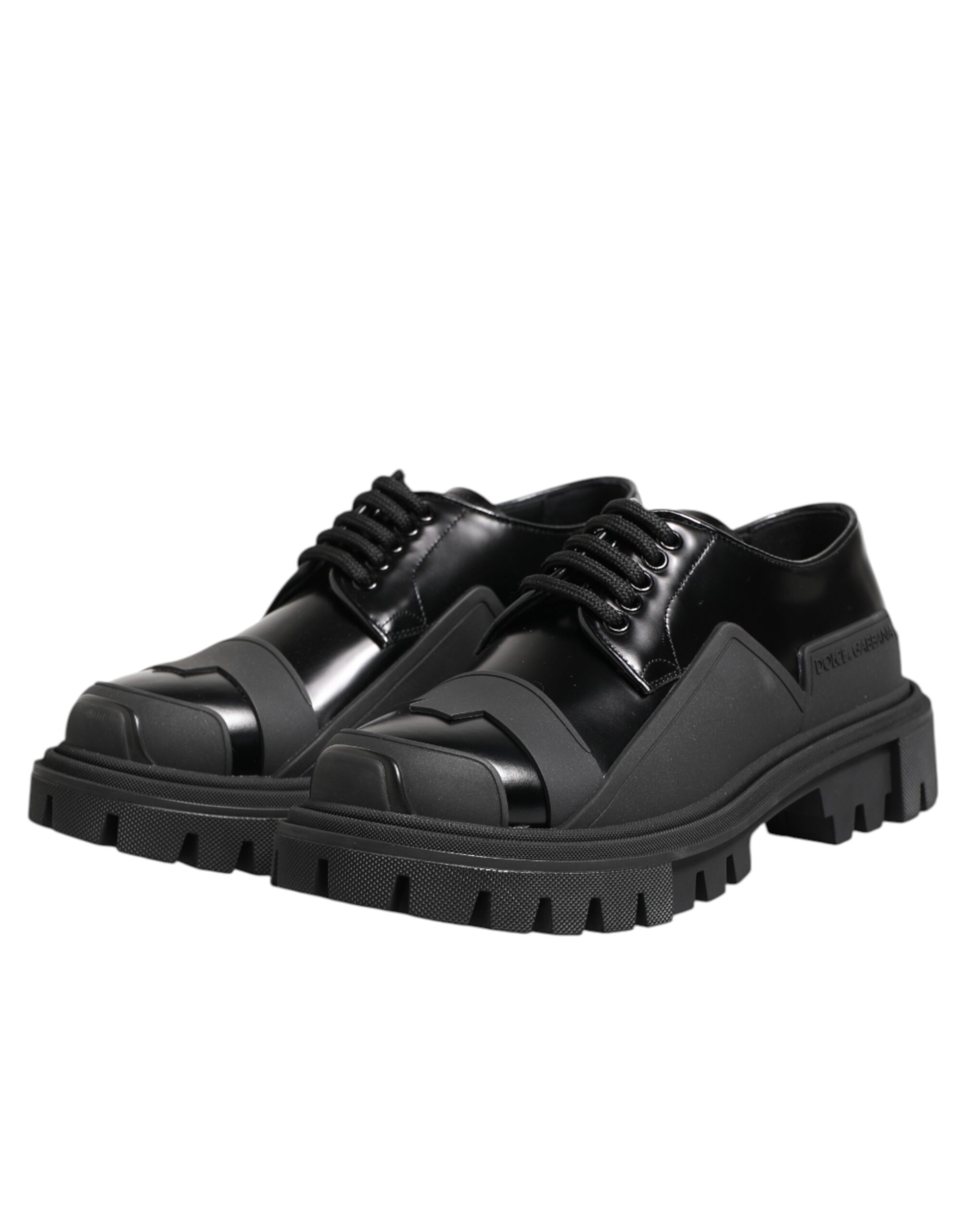 Dolce & Gabbana Black Patent Leather Trekking Derby Shoes - Image 4