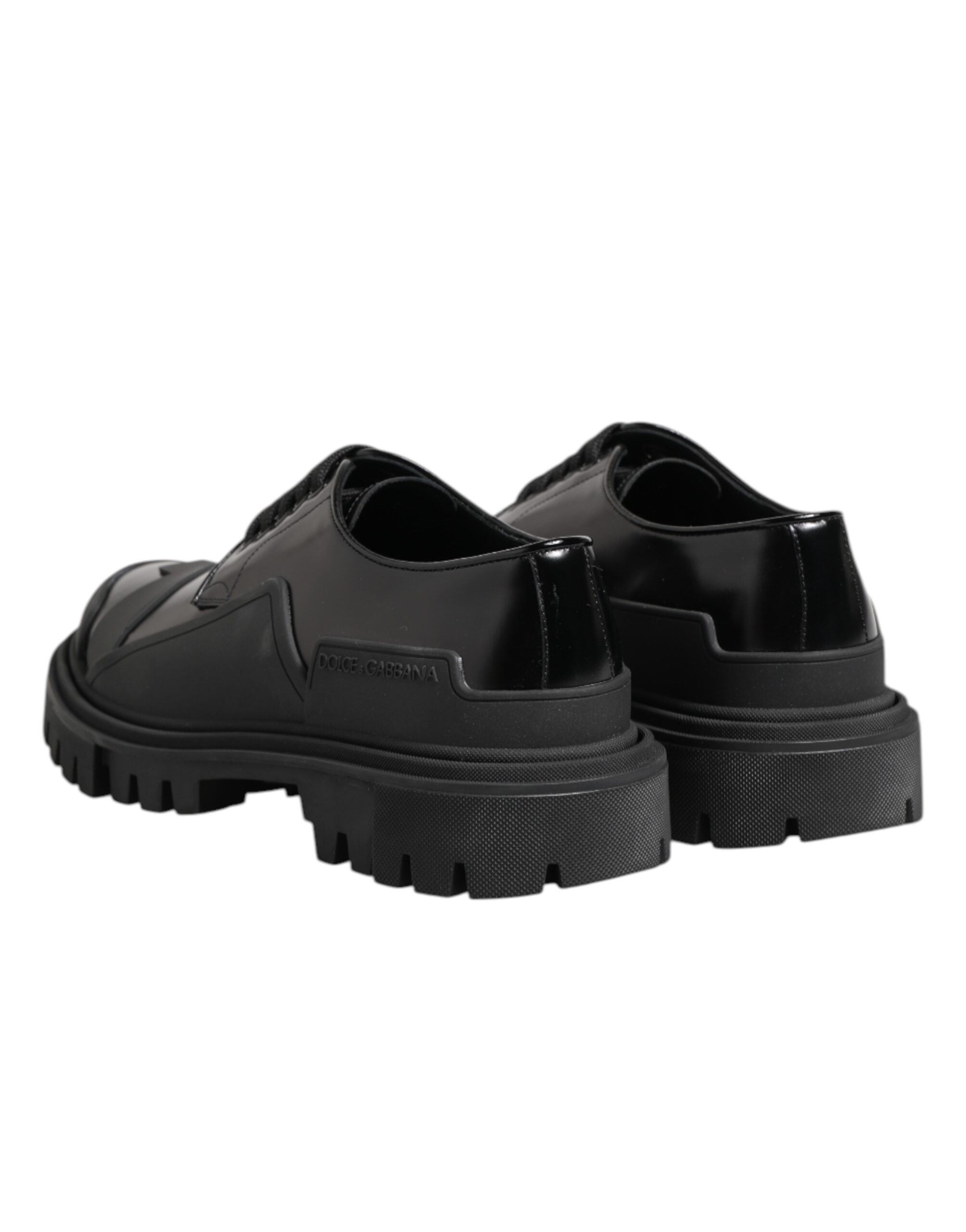 Dolce & Gabbana Black Patent Leather Trekking Derby Shoes - Image 5