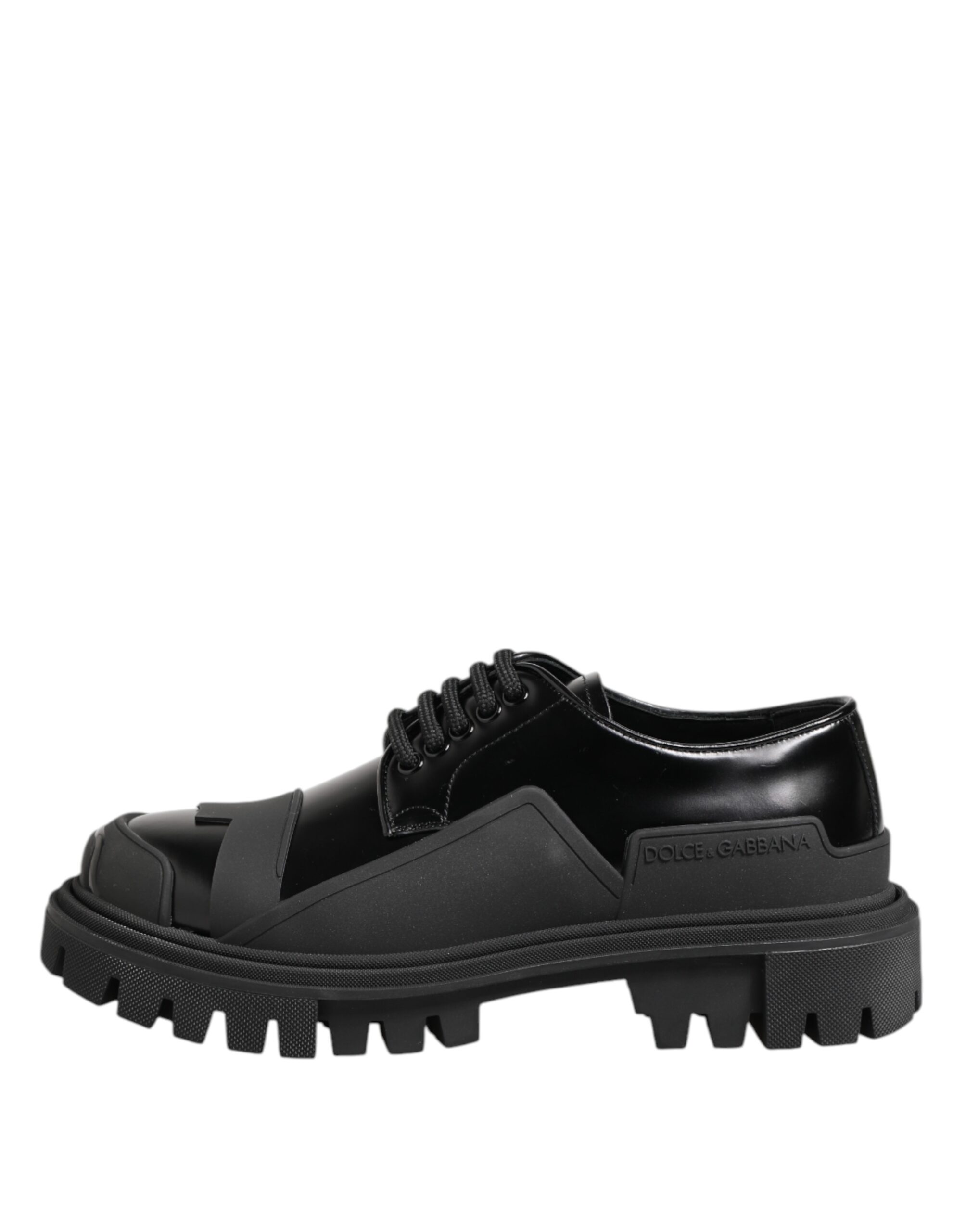 Dolce & Gabbana Black Patent Leather Trekking Derby Shoes - Image 6
