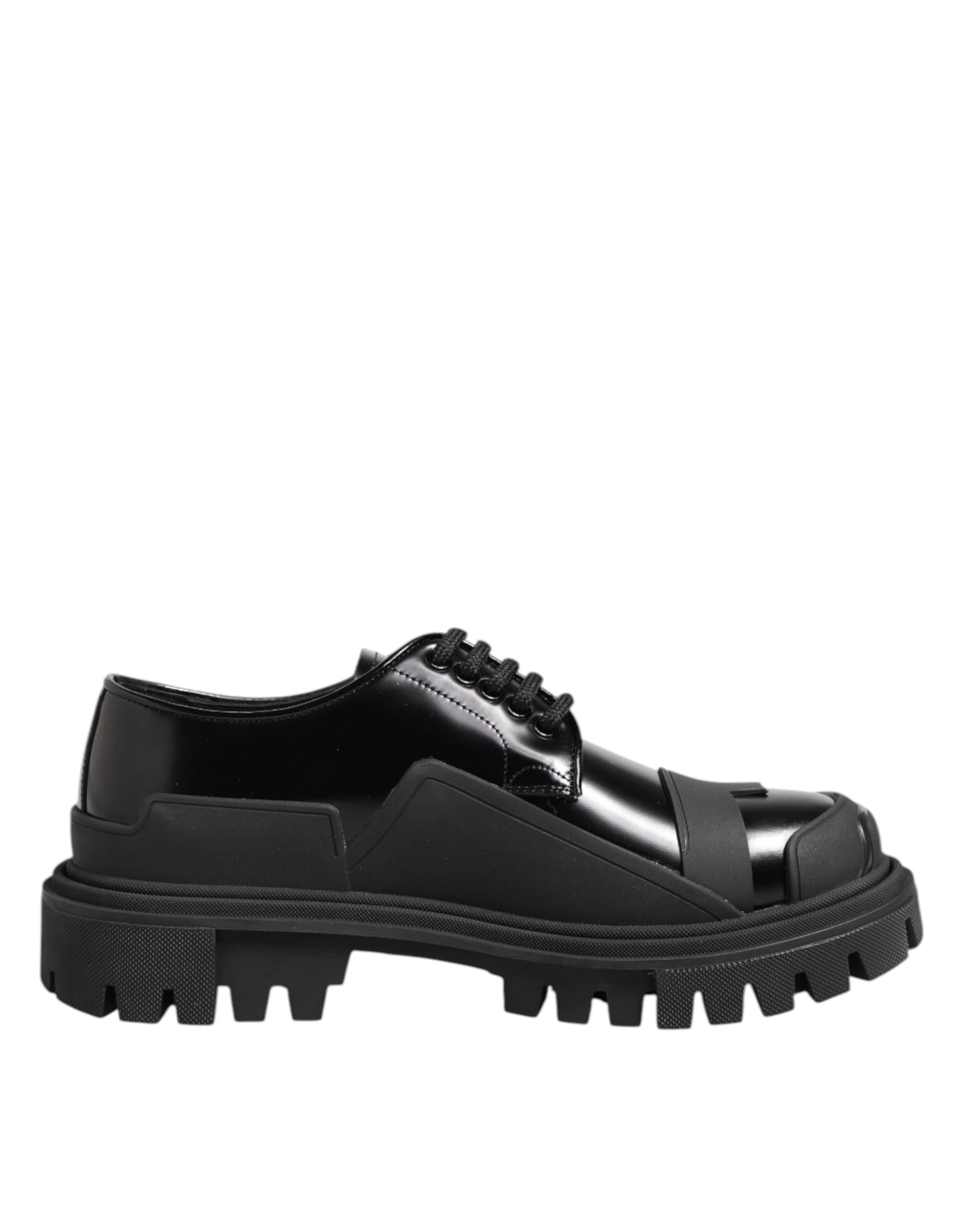 Dolce & Gabbana Black Patent Leather Trekking Derby Shoes - Image 7