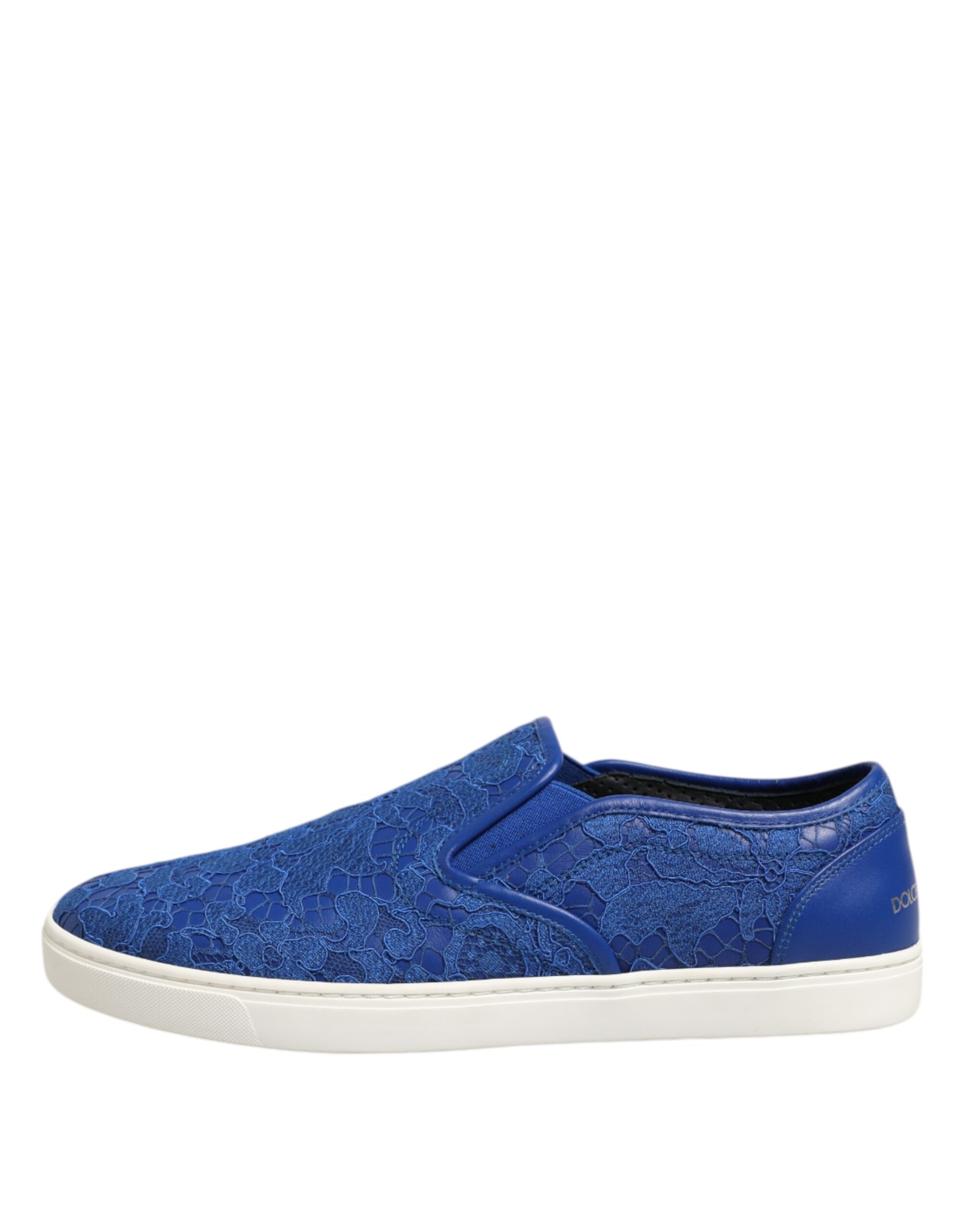 Dolce & Gabbana Blue Leather Lace Slip On Sneaker Shoes - Image 6