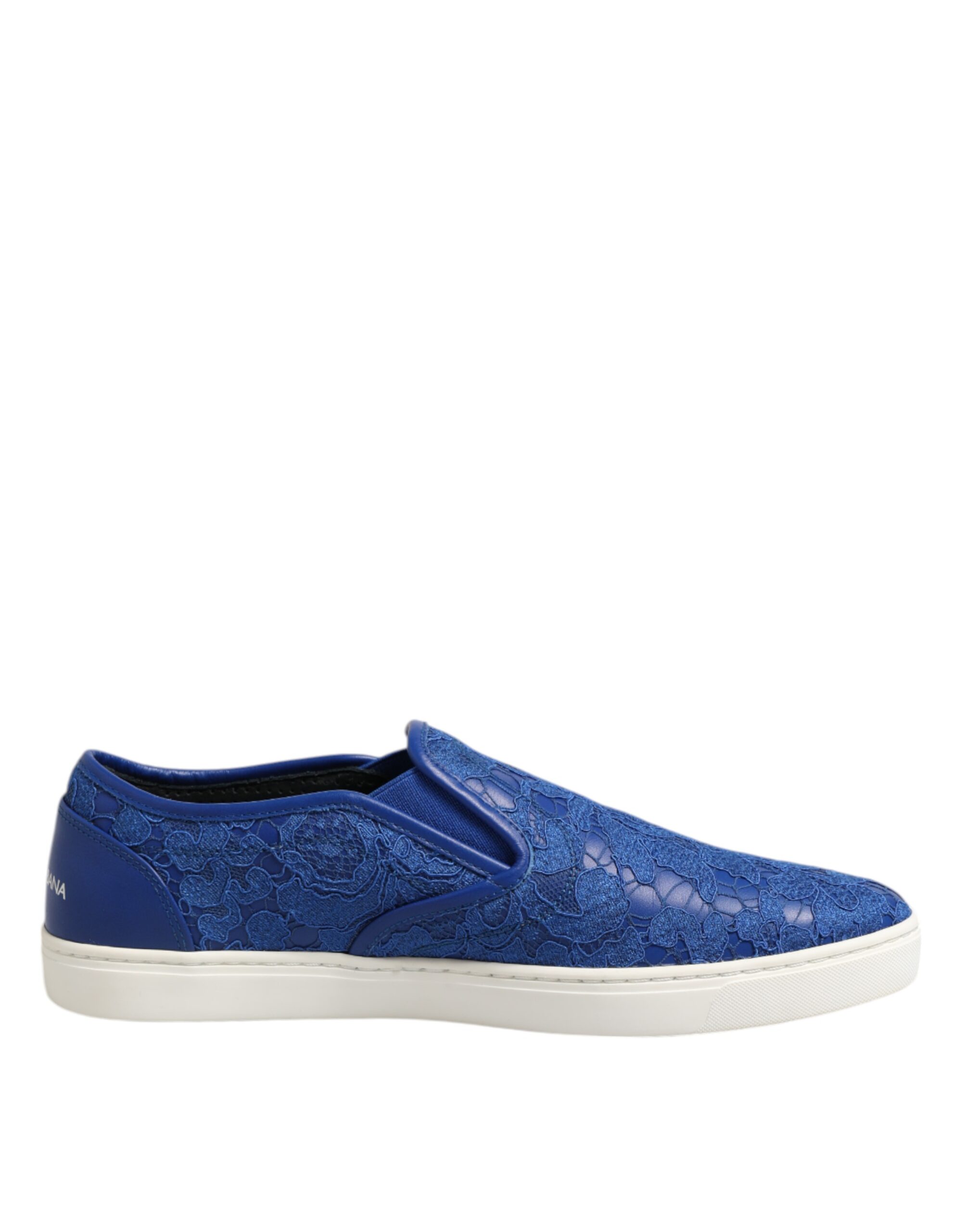 Dolce & Gabbana Blue Leather Lace Slip On Sneaker Shoes - Image 7