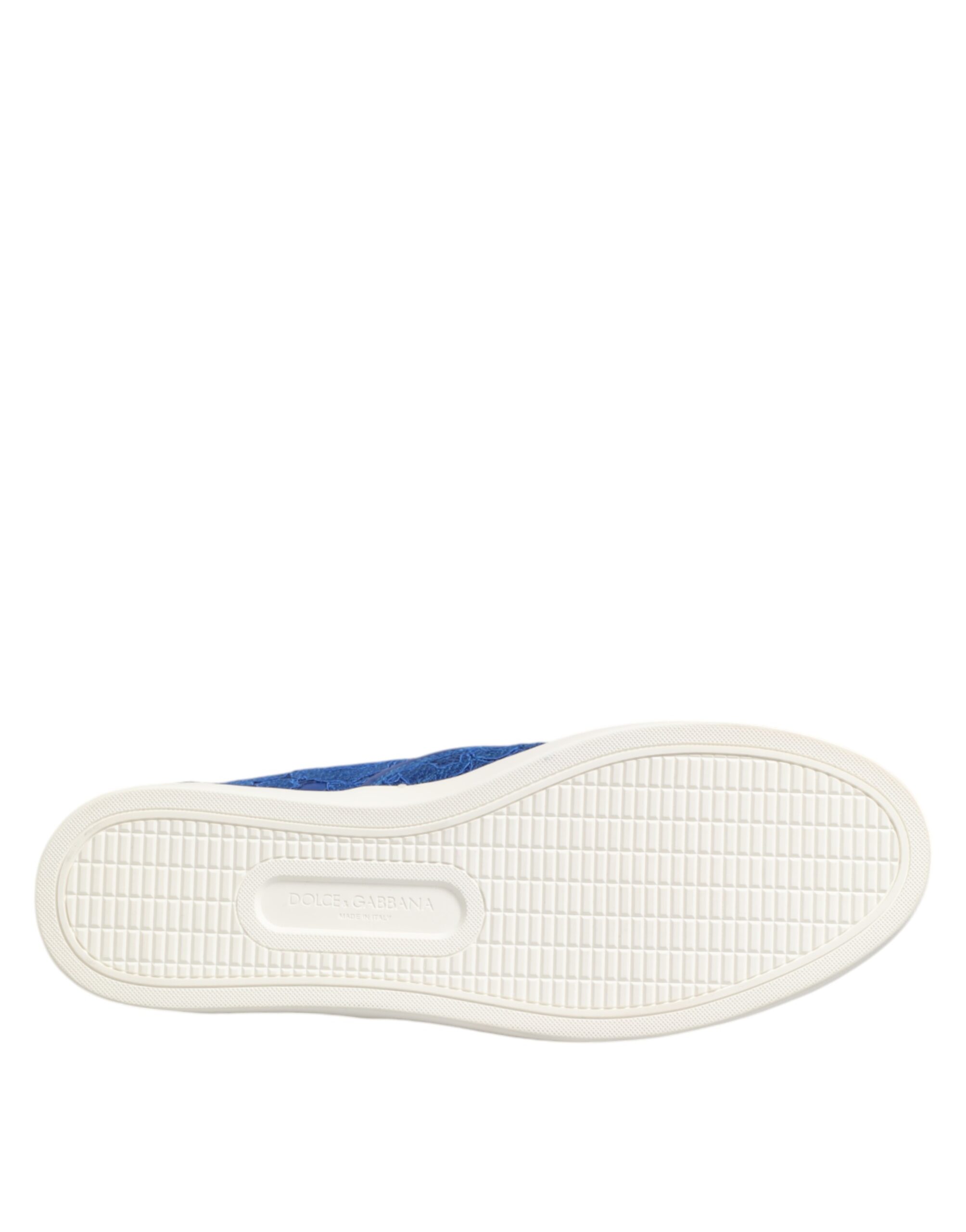 Dolce & Gabbana Blue Leather Lace Slip On Sneaker Shoes - Image 8