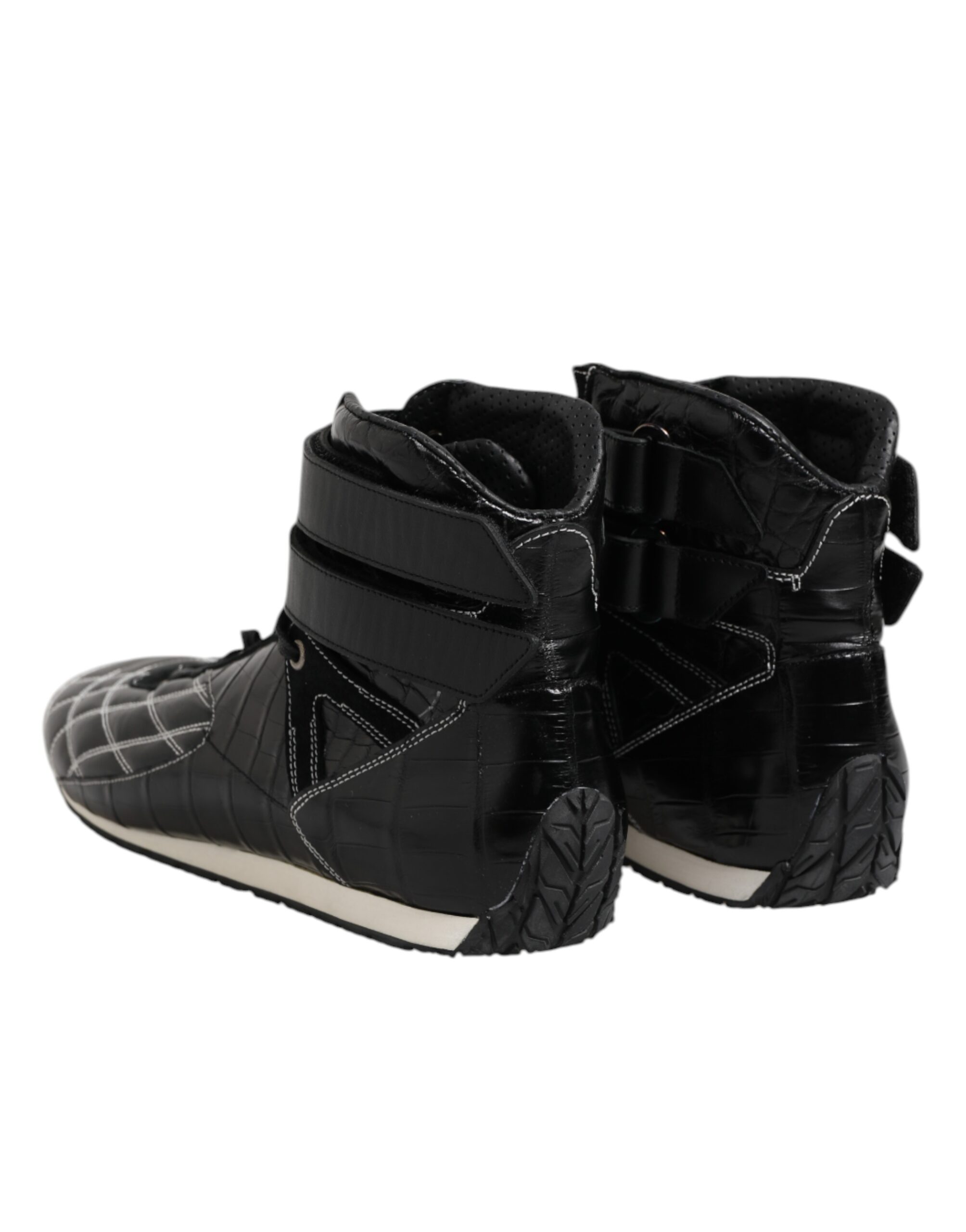 Dolce & Gabbana Black Quilted Leather Lace Up Sneakers Shoes - Image 5