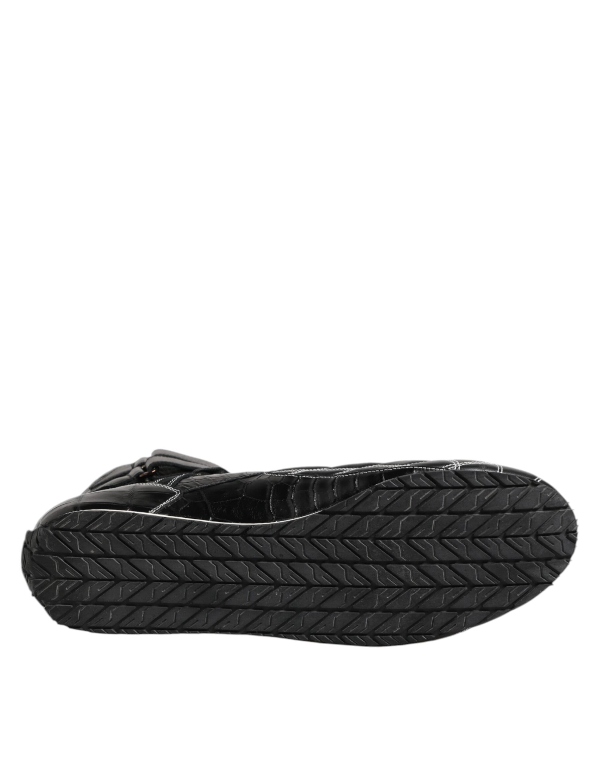 Dolce & Gabbana Black Quilted Leather Lace Up Sneakers Shoes - Image 7